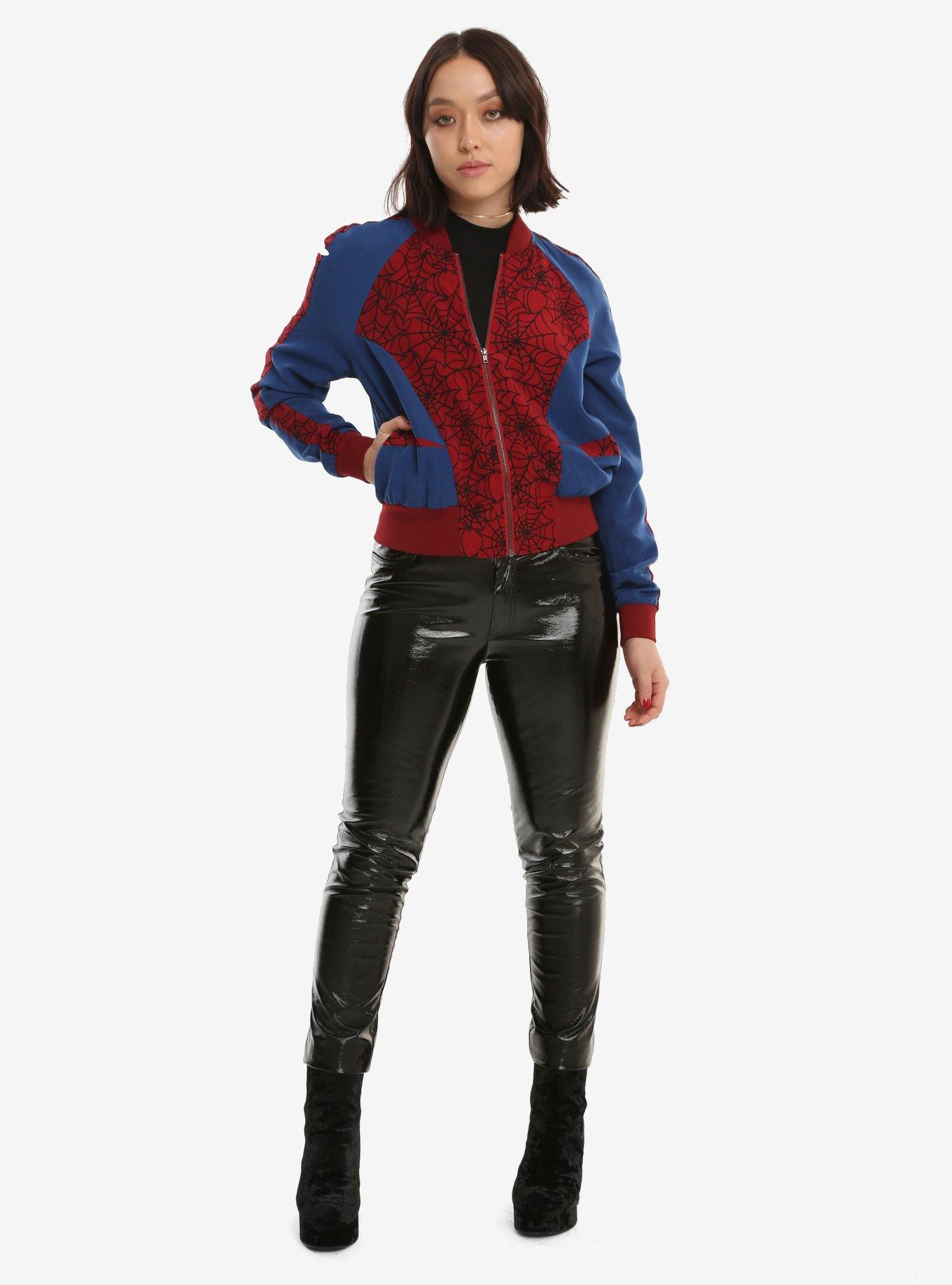 Her Universe Marvel Spider-Man Girls Satin Bomber Jacket, , alternate