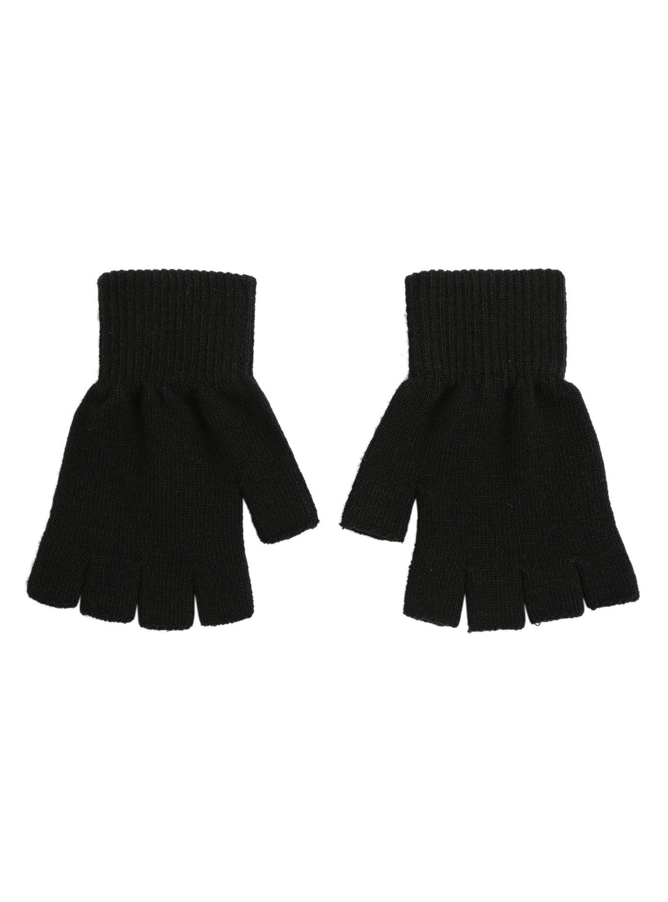 Black Fingerless Gloves, , alternate