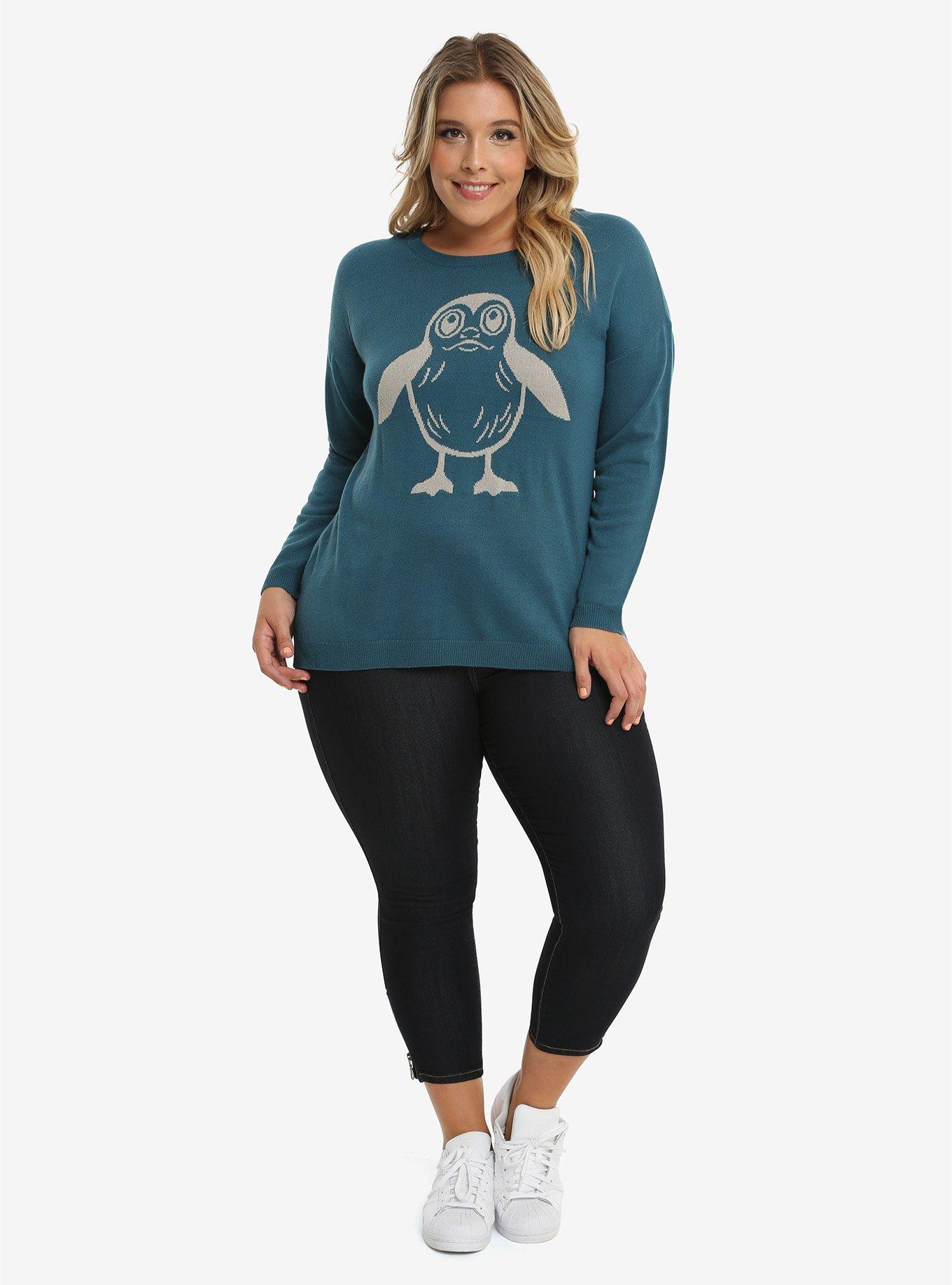 Star Wars: The Last Jedi Teal Porg Sweater Plus Size, , alternate
