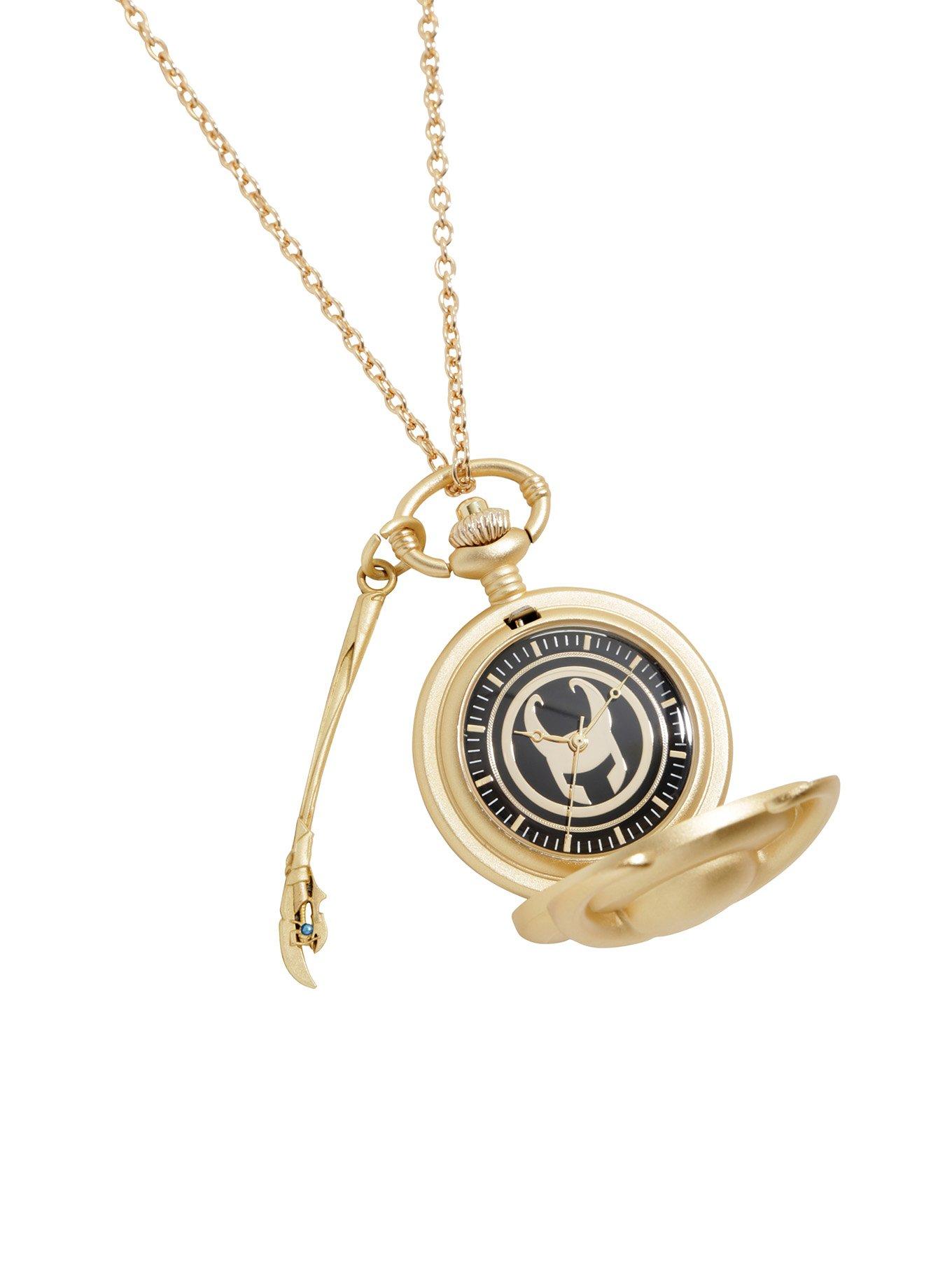 Marvel Loki Helmet Pocket Watch Necklace, , alternate