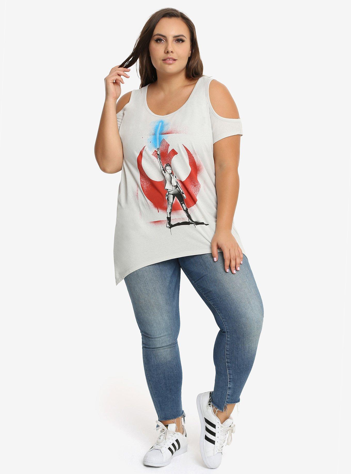 Star Wars: The Last Jedi Rey Resistance Cold Shoulder Top Plus Size, , alternate