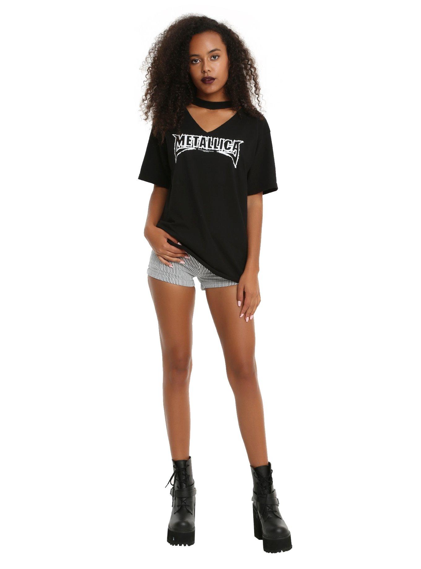 Metallica V Cutout Choker Girls T-Shirt, , alternate