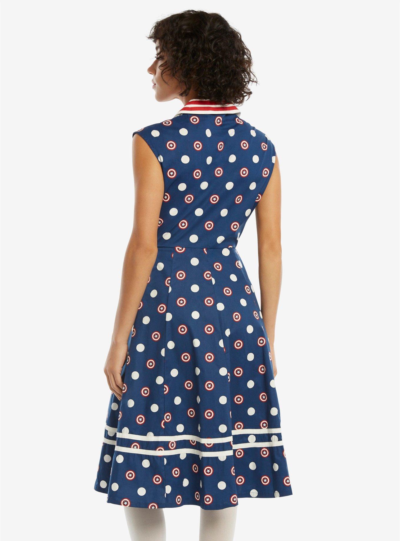 Marvel Captain America Retro Button-Front Dress, , alternate