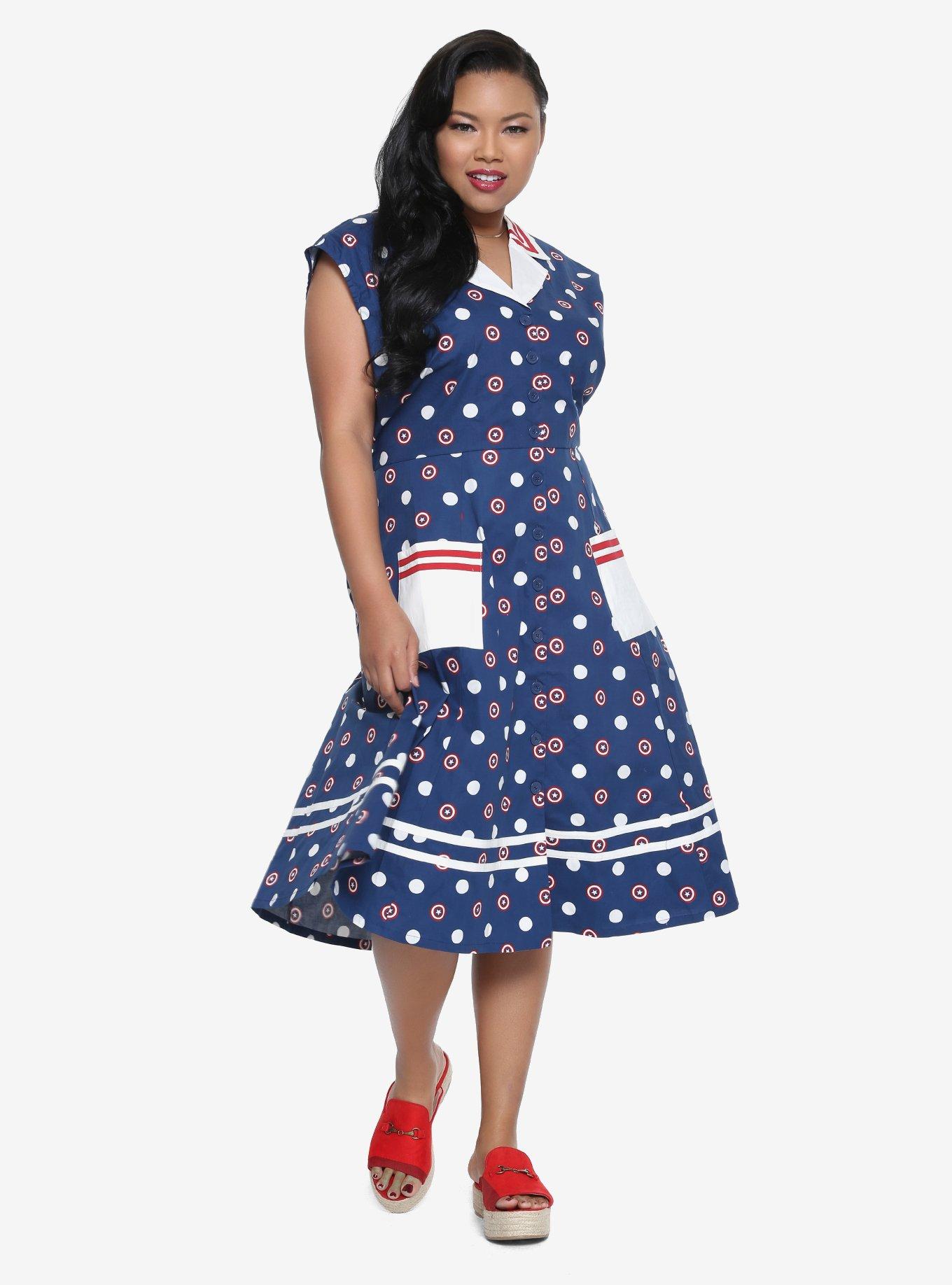 Marvel Captain America Retro Button-Front Dress Plus Size, , alternate