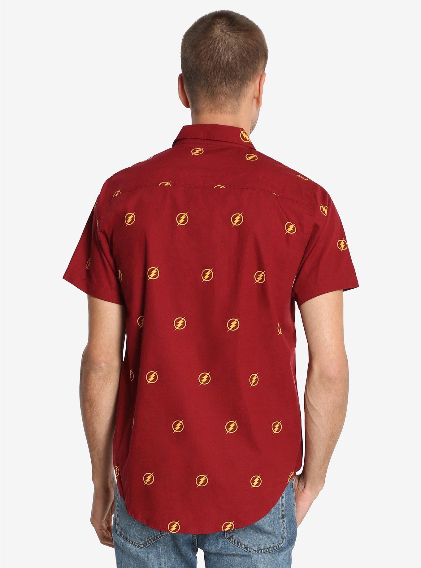 DC Comics The Flash Crimson Woven Button-Up, , alternate