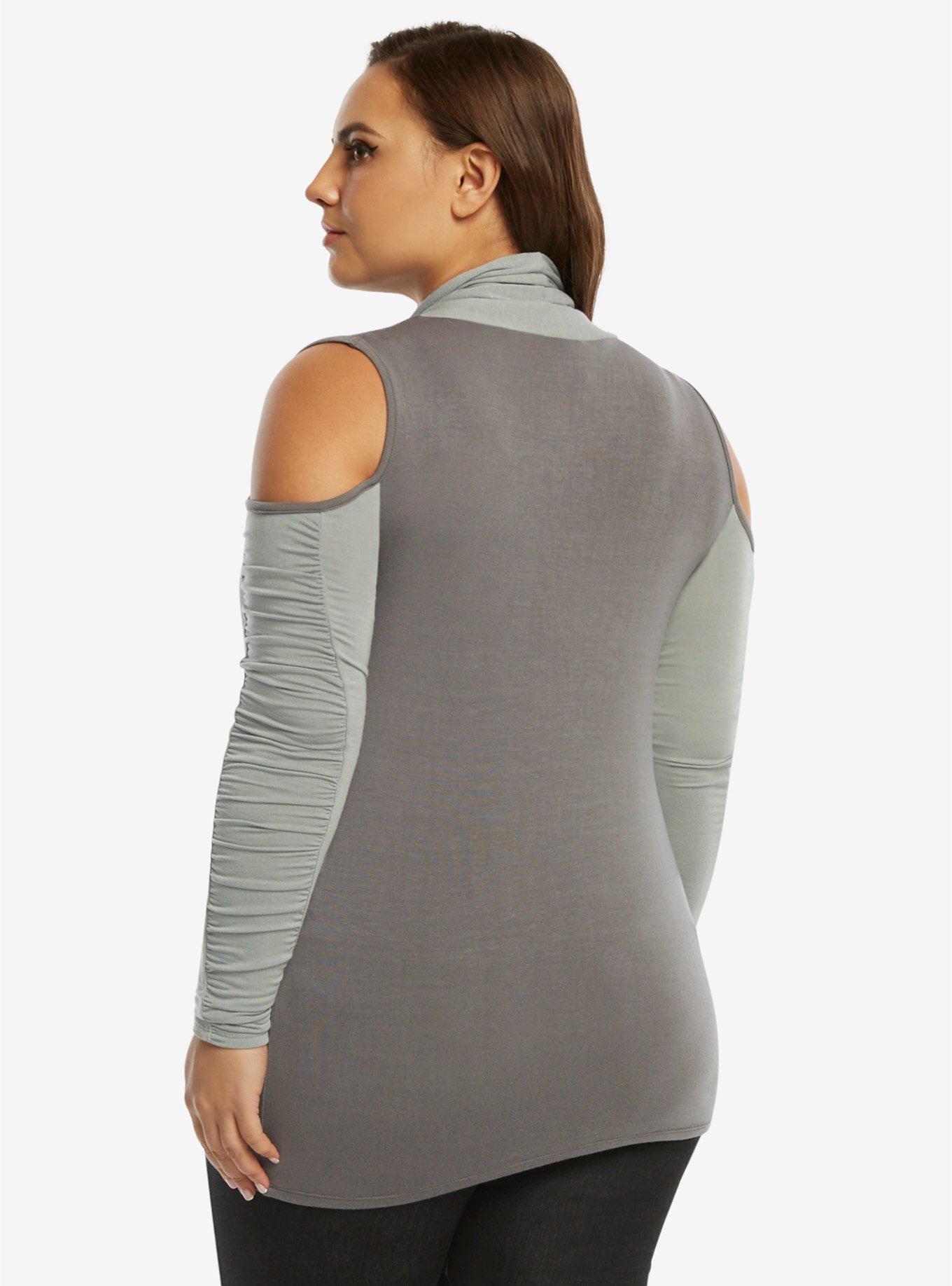 Star Wars: The Last Jedi Rey Grey Cold Shoulder Cardigan Plus Size, , alternate