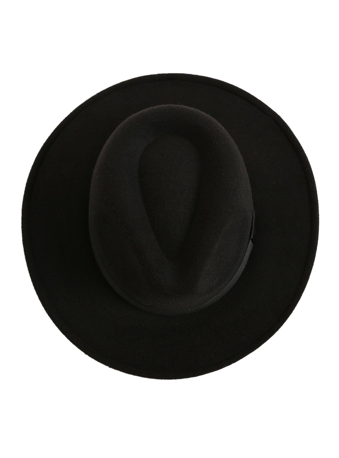 Black Flat Brim Fedora, , alternate