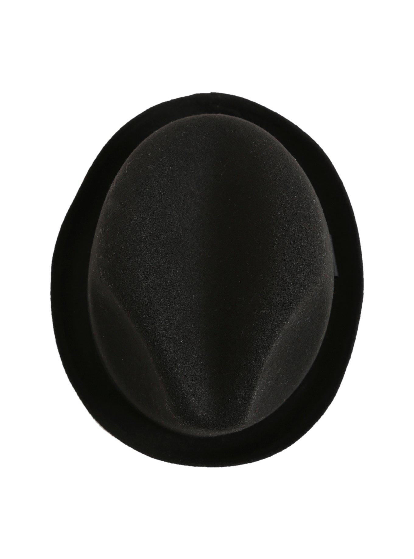 Black Turned Up Brim Fedora, , alternate