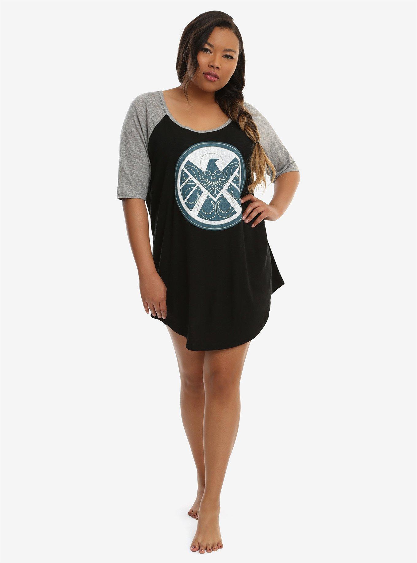Marvel The Avengers SHIELD Hydra Dark Sleeper Agent Glow-In-The-Dark Sleep T-Shirt Plus Size, , alternate