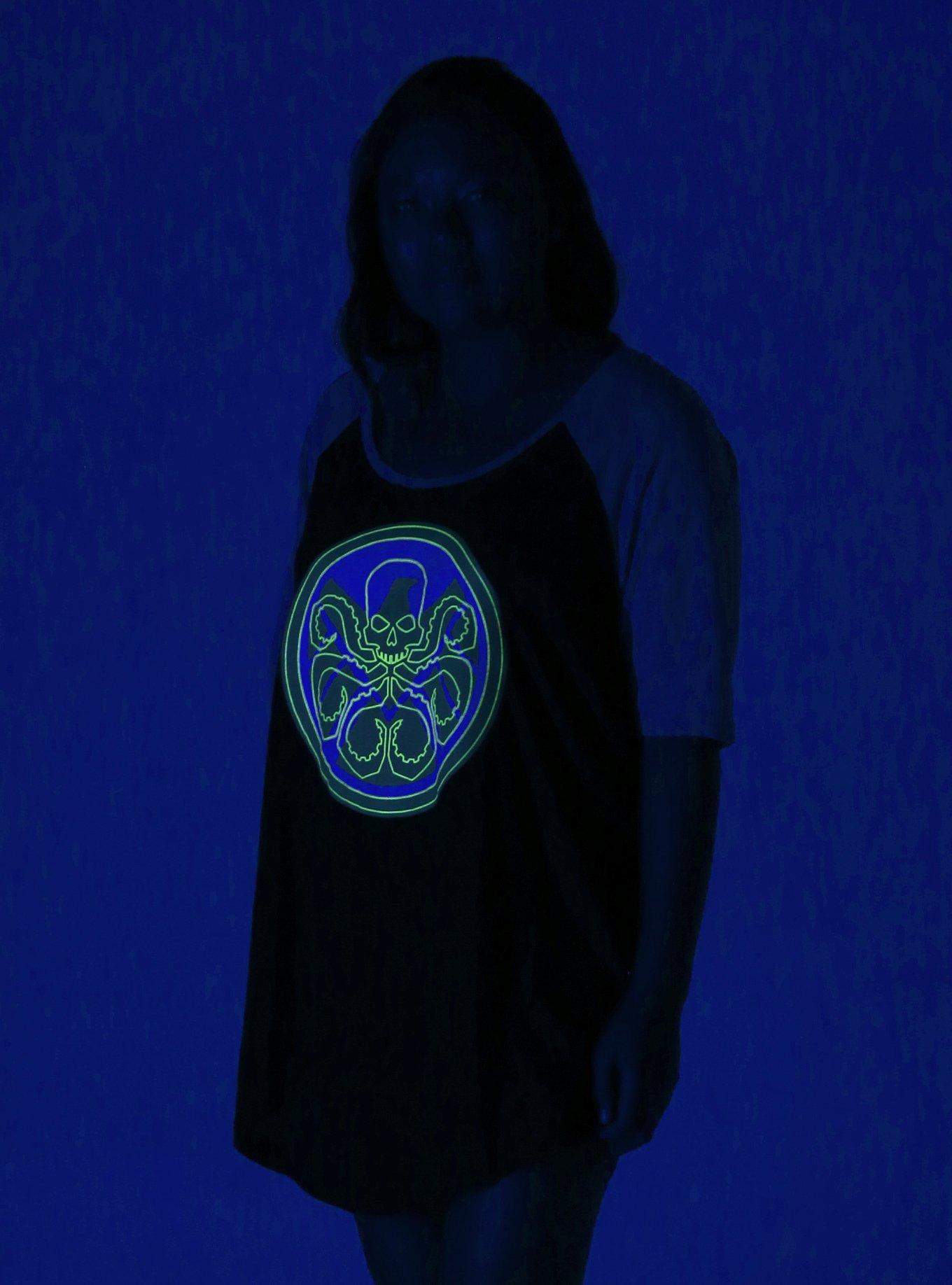 Marvel The Avengers SHIELD Hydra Dark Sleeper Agent Glow-In-The-Dark Sleep T-Shirt Plus Size, , alternate