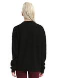 Black Distressed V Cutout Choker Girls Sweater, , alternate