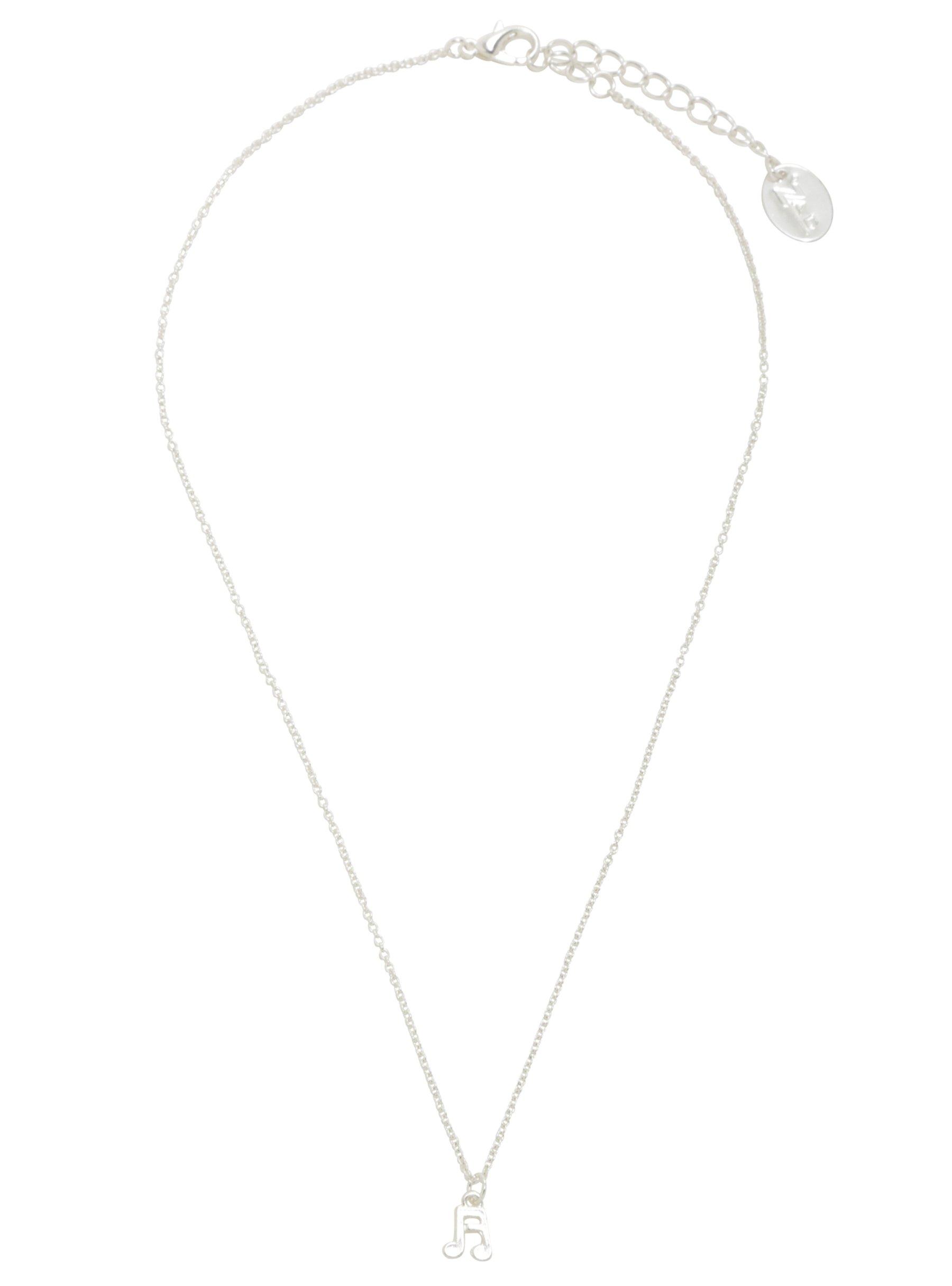 Silver Music Note Dainty Necklace, , alternate