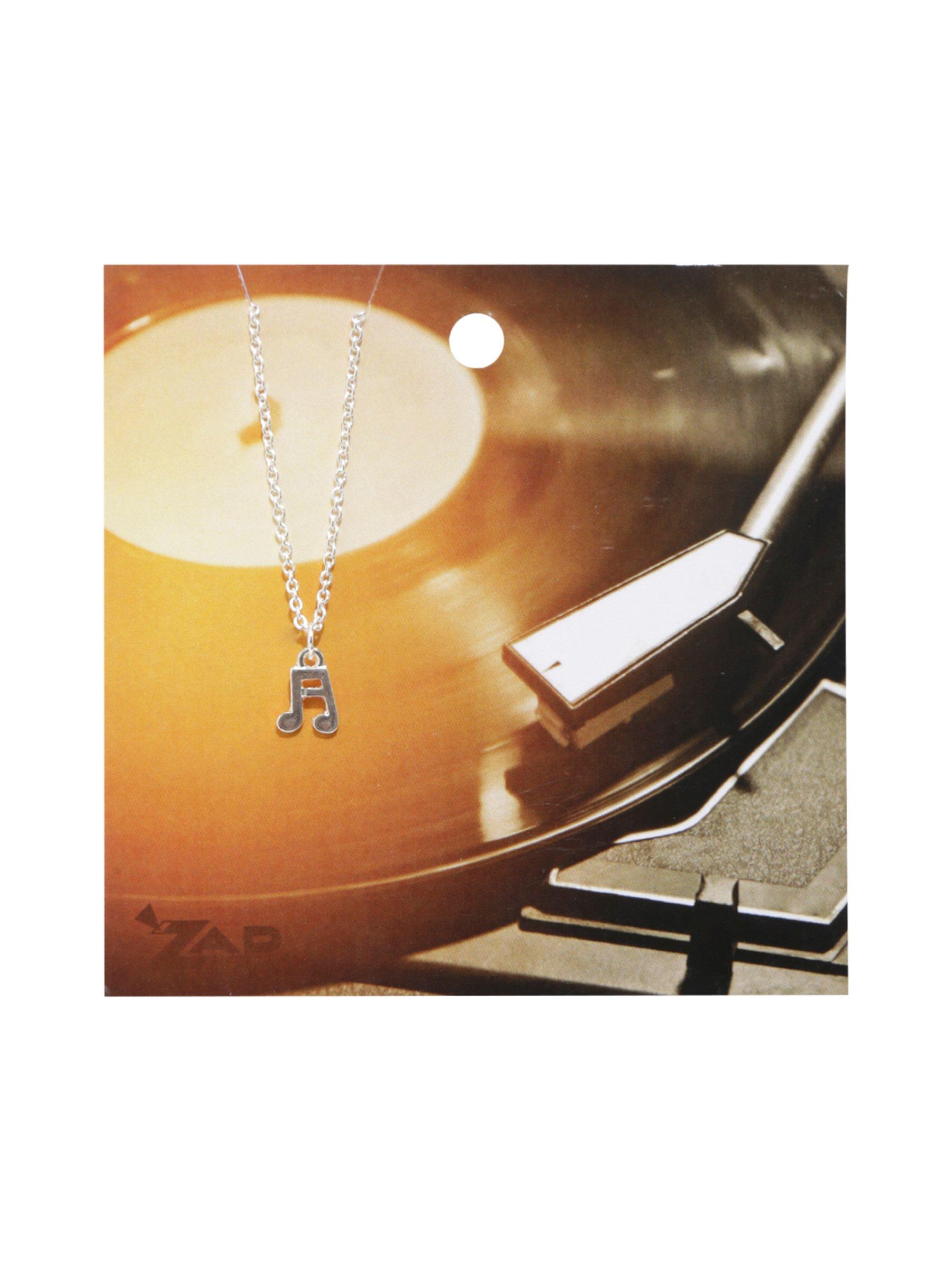 Silver Music Note Dainty Necklace, , alternate