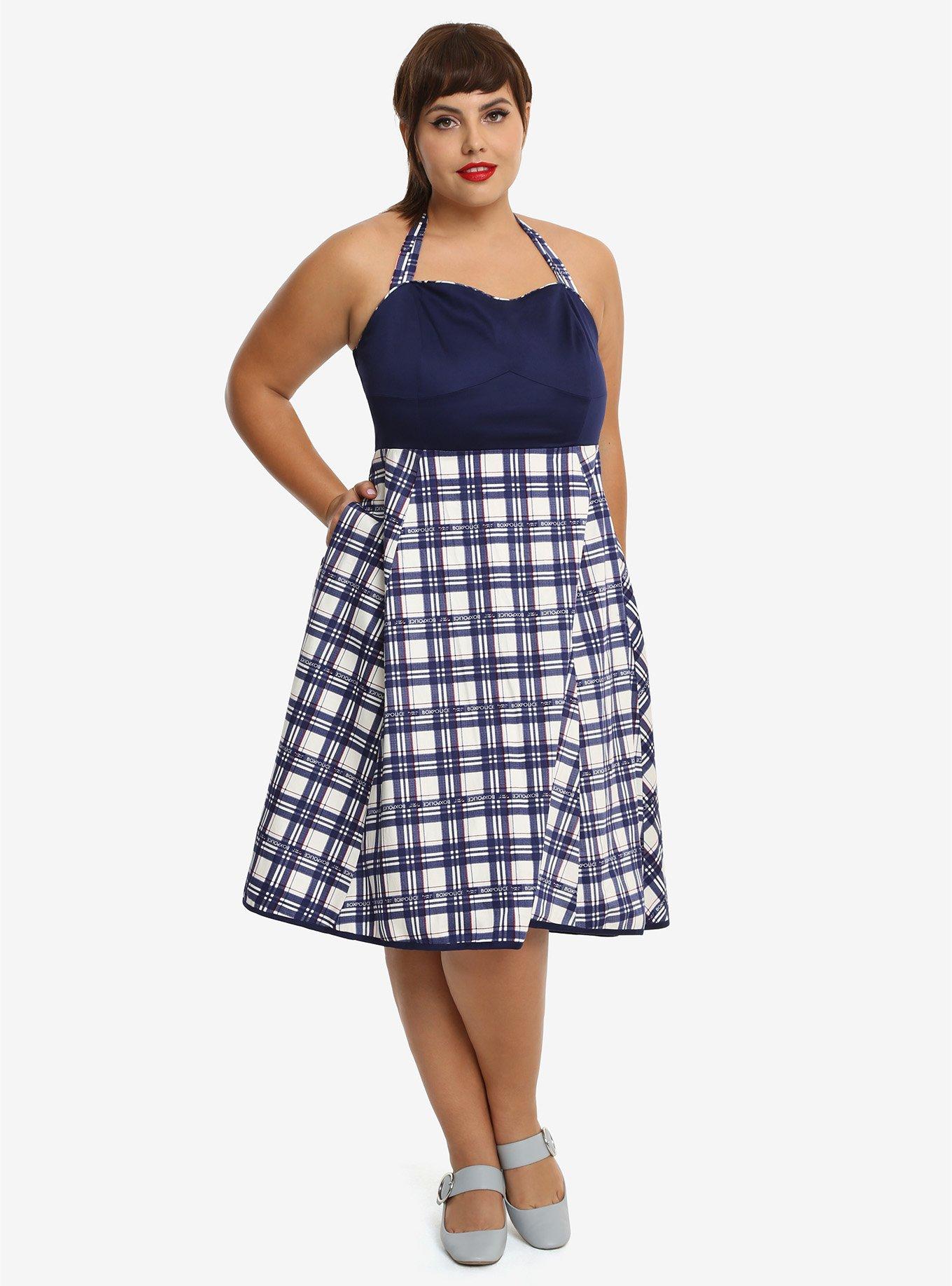 Doctor Who Plaid Halter Dress Plus Size, , alternate