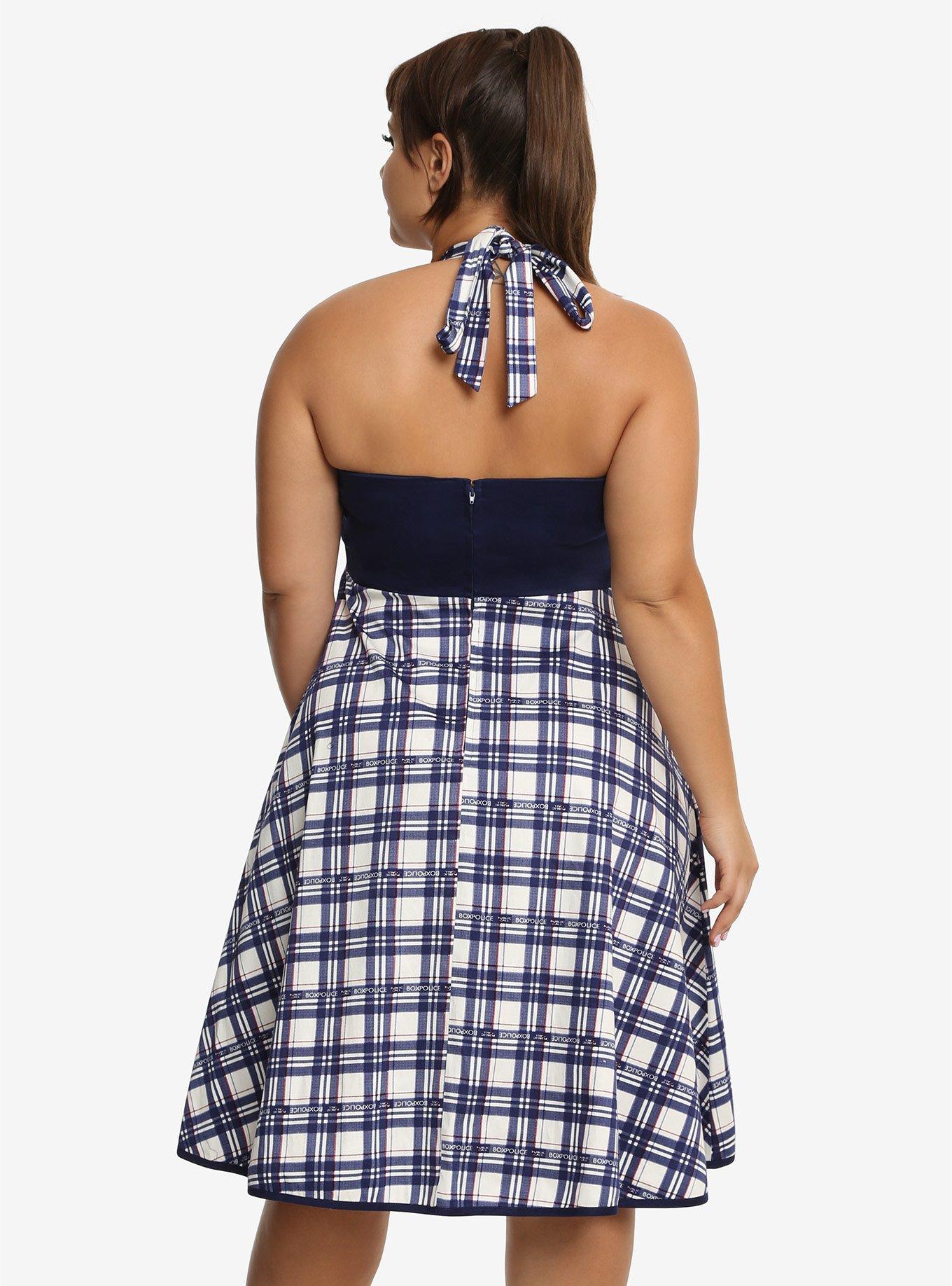 Doctor Who Plaid Halter Dress Plus Size, , alternate