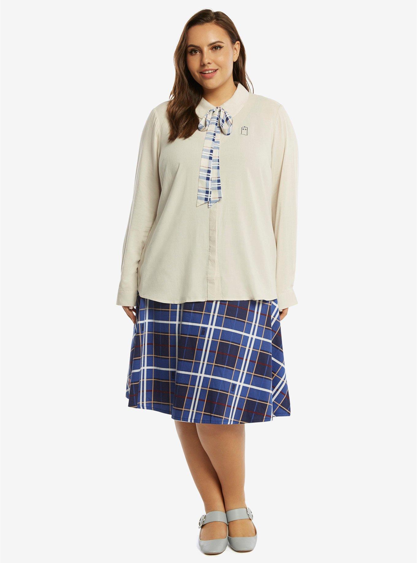 Doctor Who Tie Neck Blouse Plus Size, , alternate