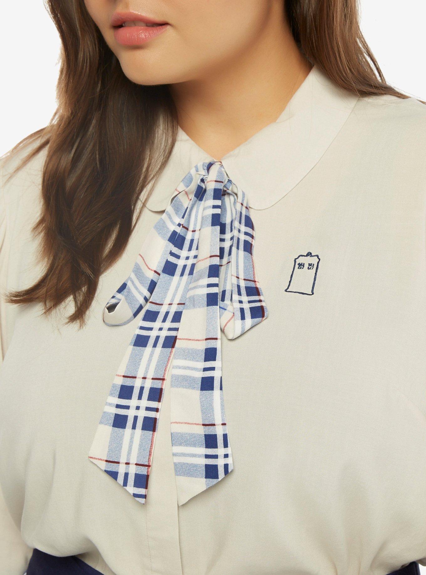 Doctor Who Tie Neck Blouse Plus Size, , alternate