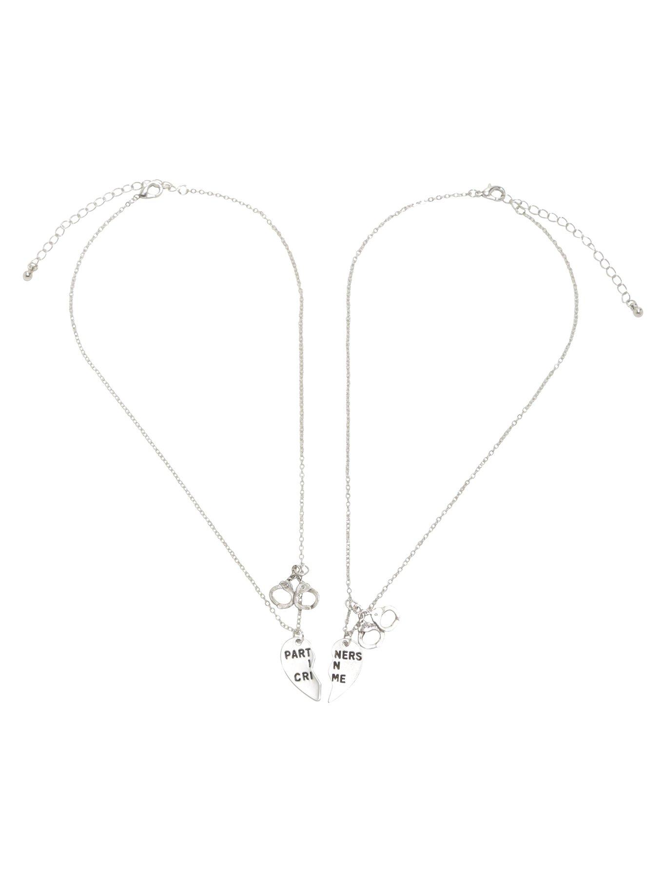 Blackheart Partners In Crime Handcuffs Heart BFF Necklace Set, , alternate