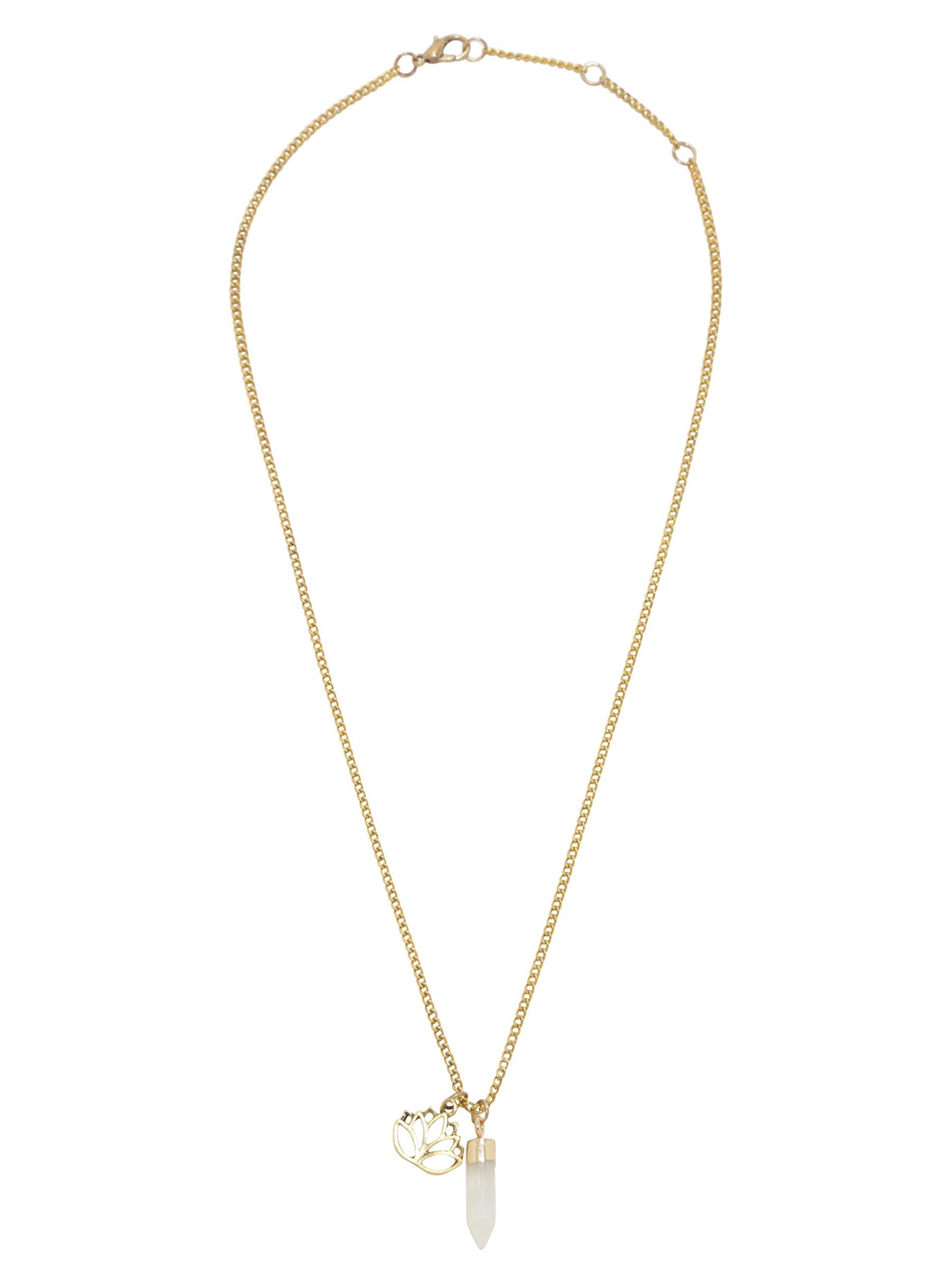 Gold Lotus Love Charm Necklace, , alternate