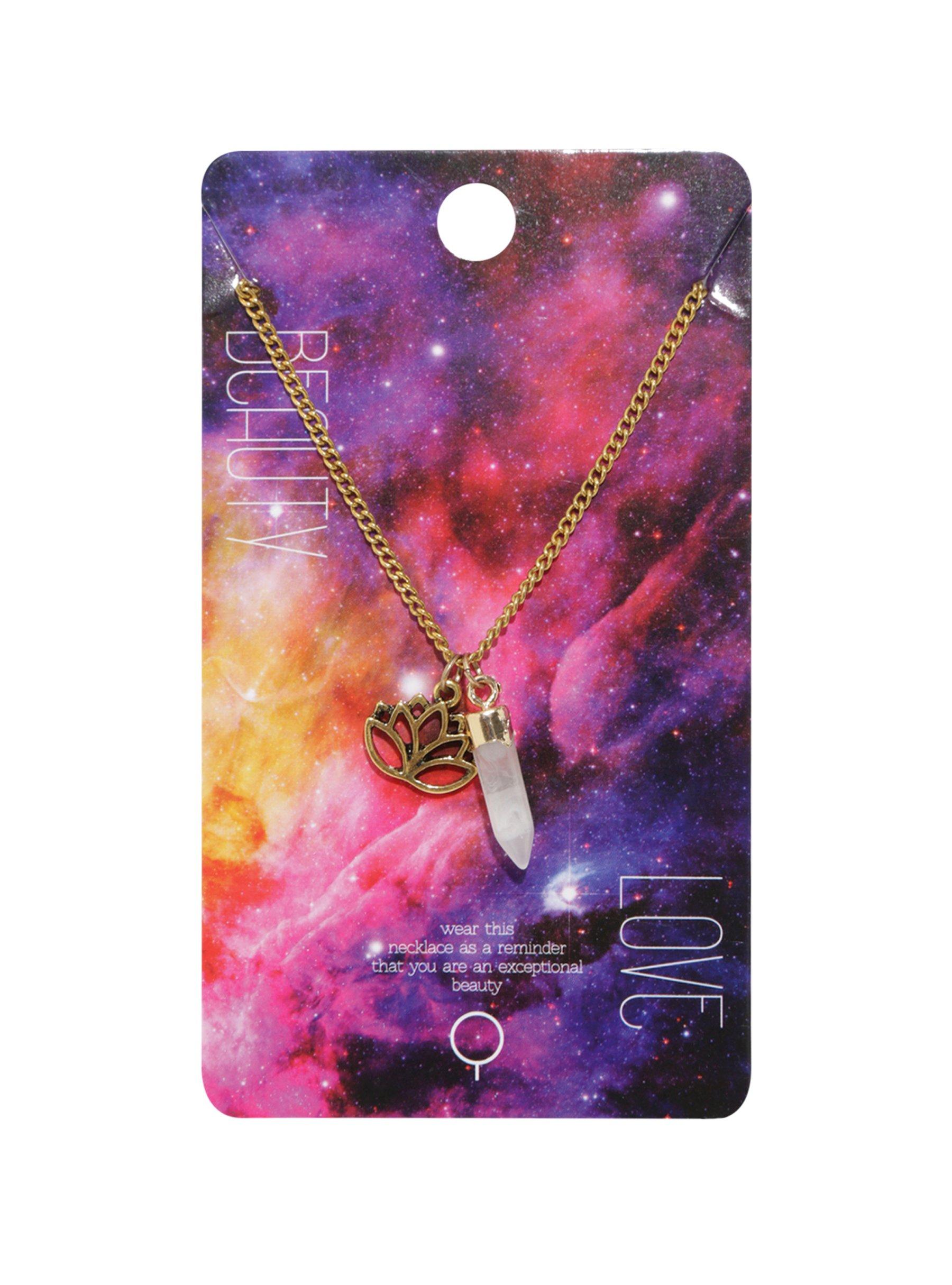 Gold Lotus Love Charm Necklace, , alternate