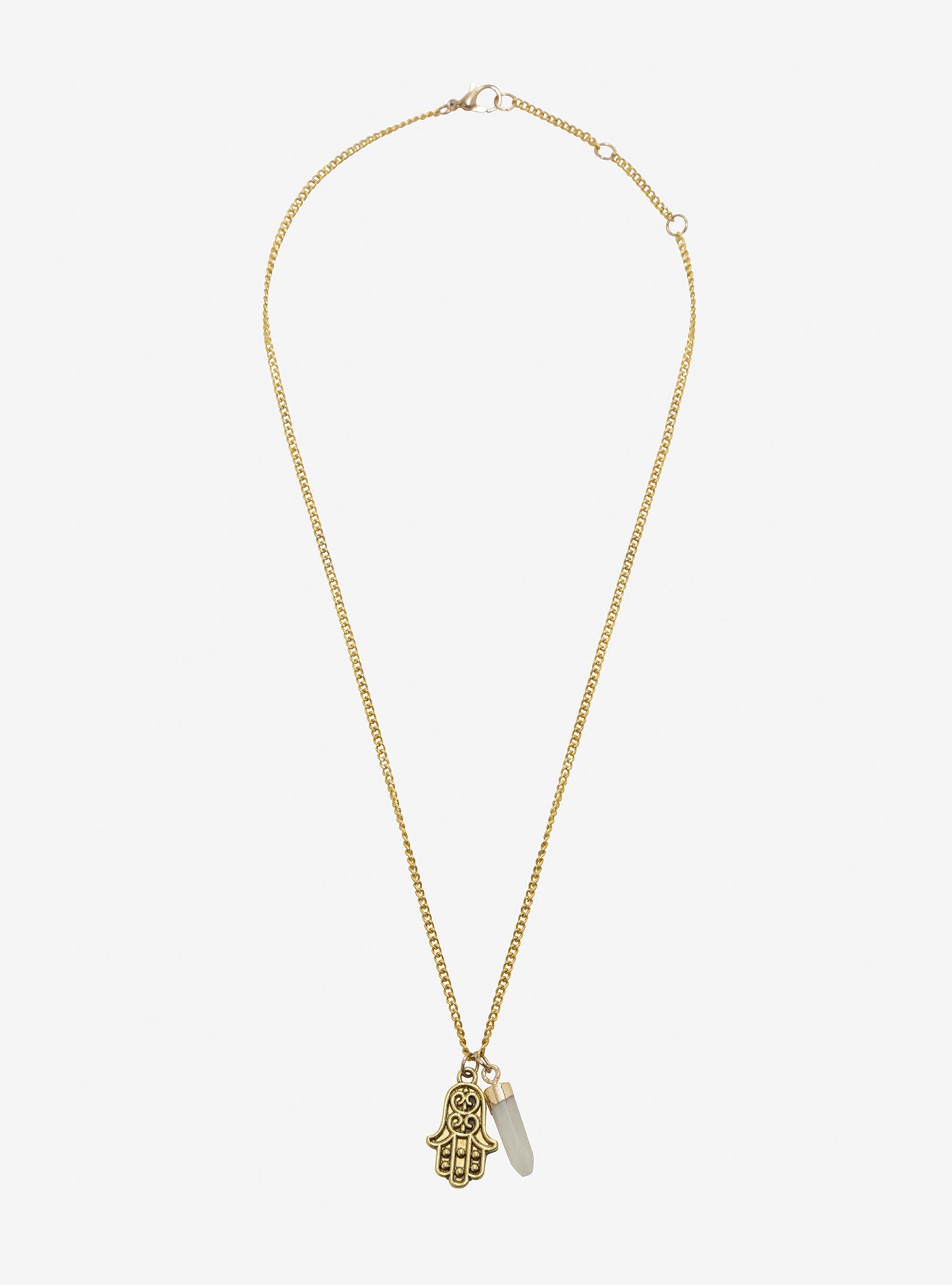Gold Hamsa Hand Chain Necklace, , alternate