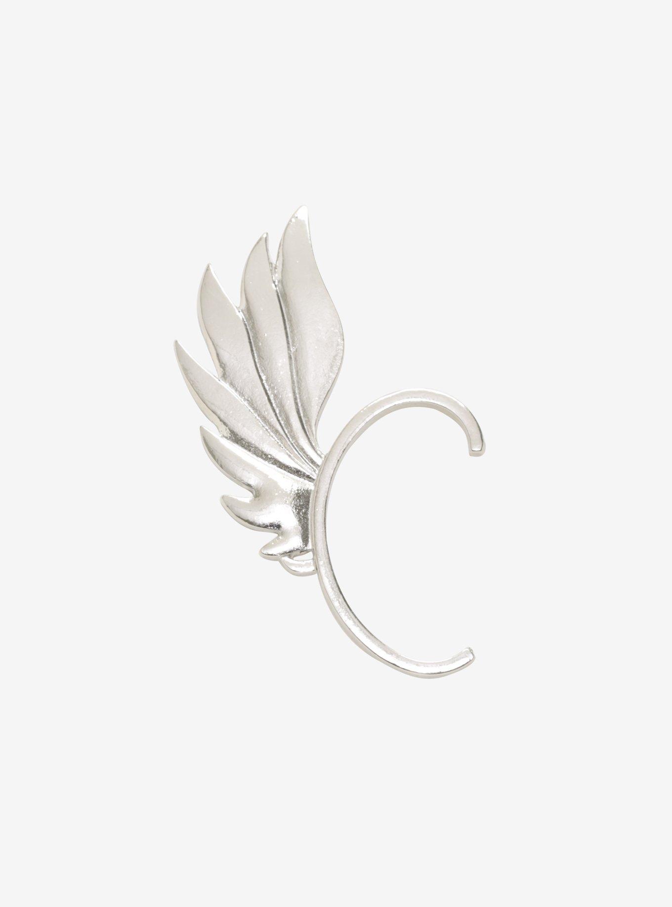 Blackheart Silver Leaf Ear Cuff, , alternate