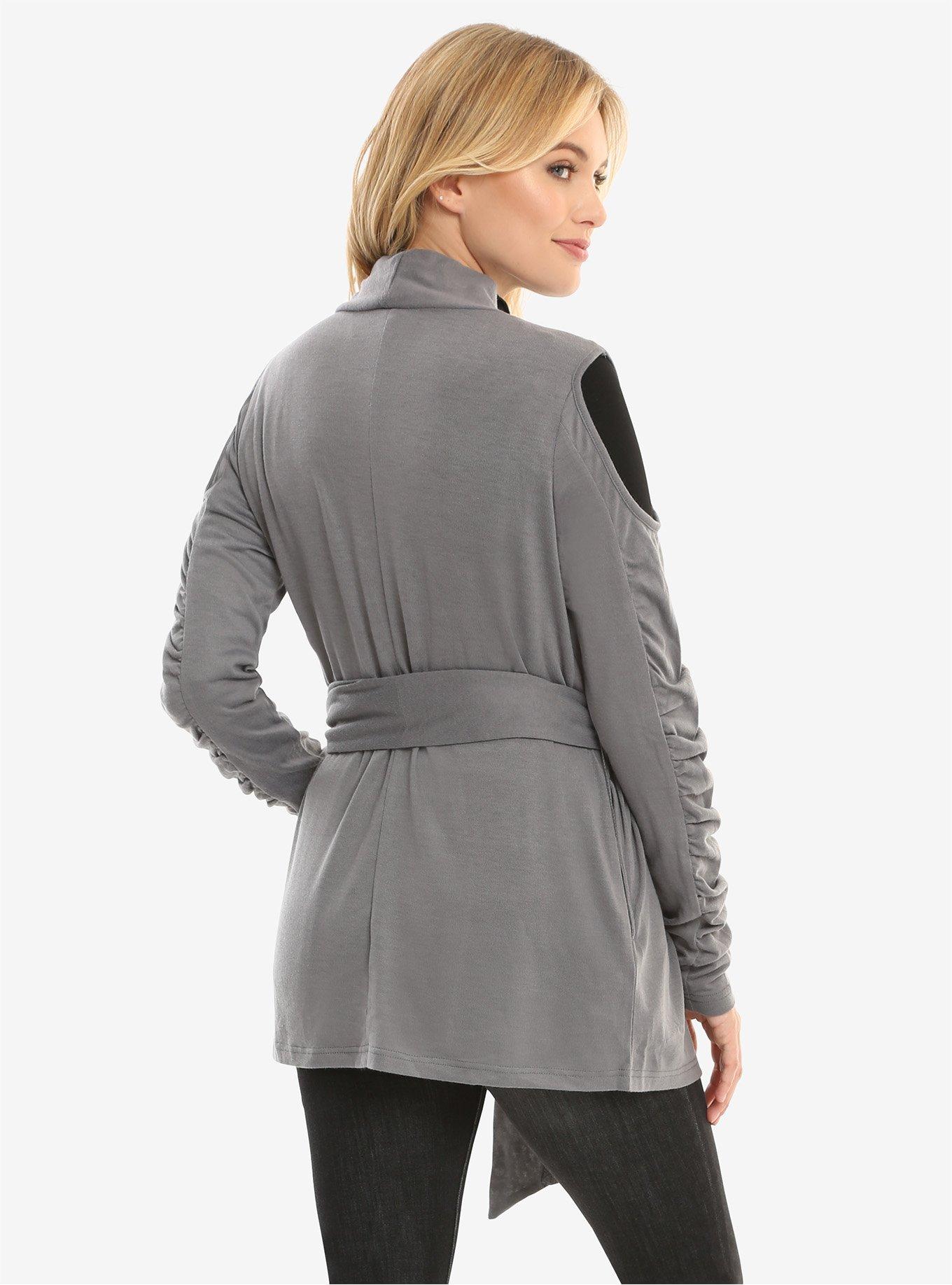 Her Universe Star Wars: The Last Jedi Rey Grey Cold Shoulder Cardigan, , alternate