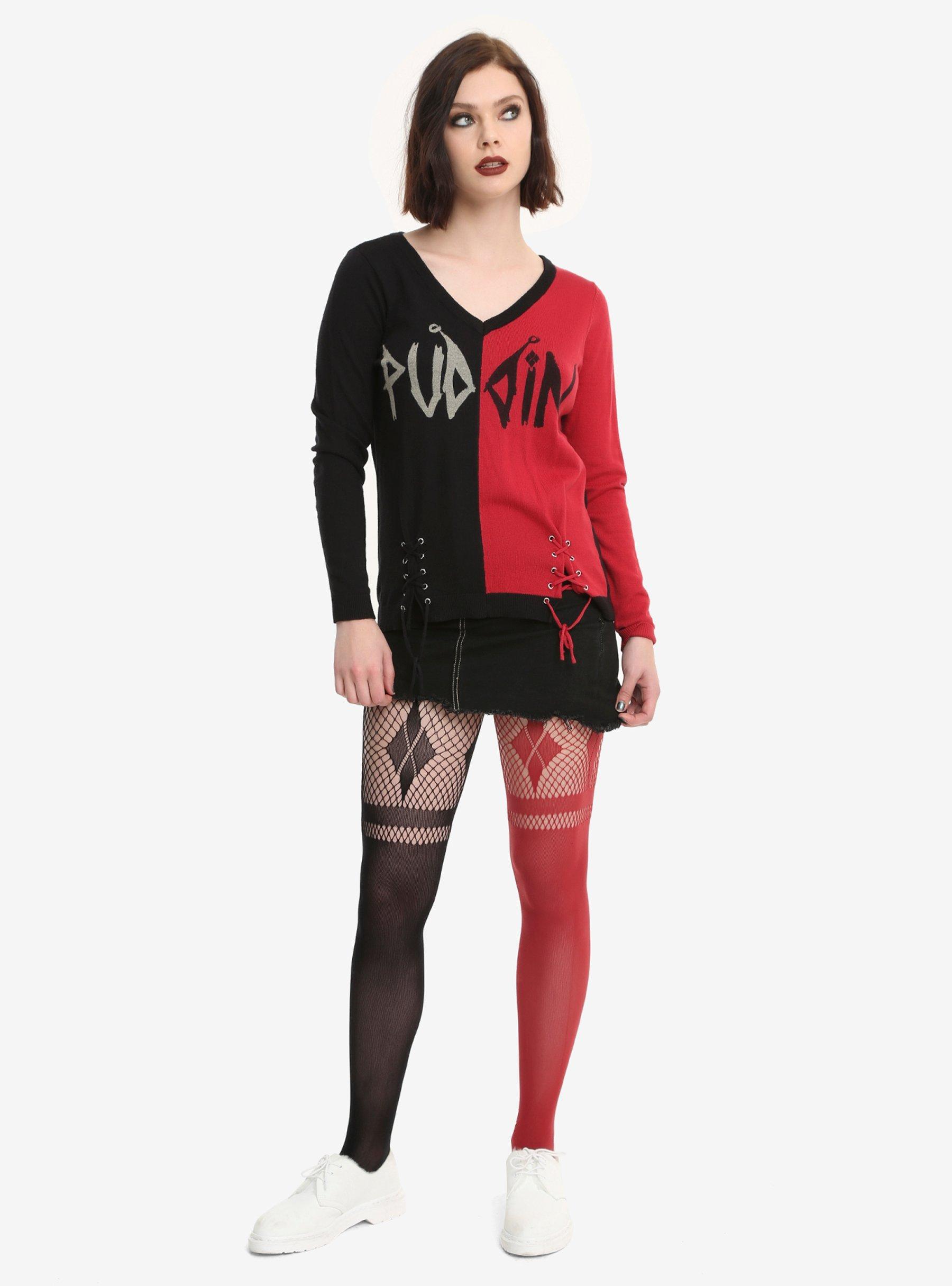 DC Comics Harley Quinn Puddin' Split Girls Top, , alternate