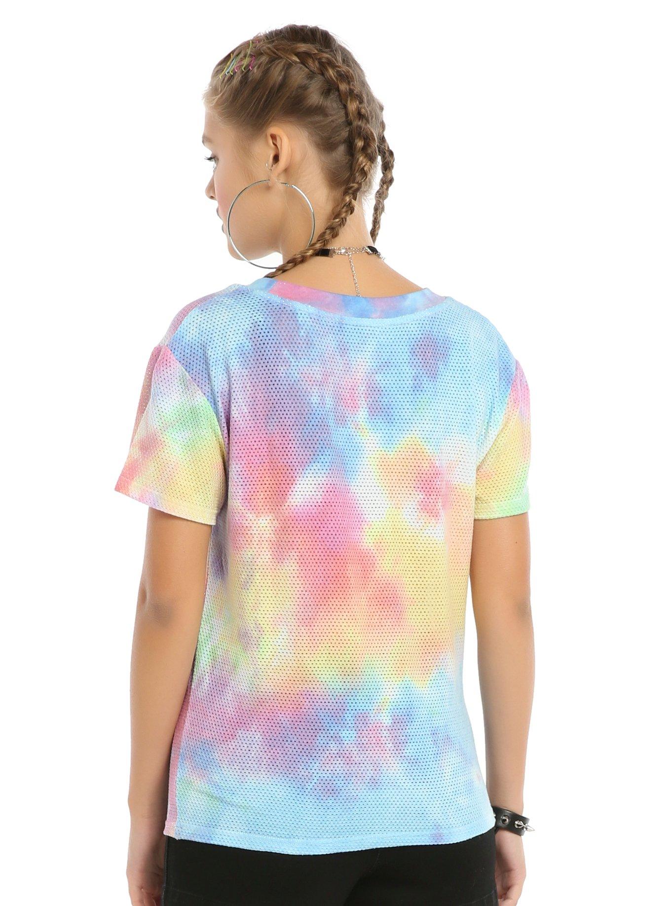 Pastel Tie Dye Girls Mesh Top, , alternate