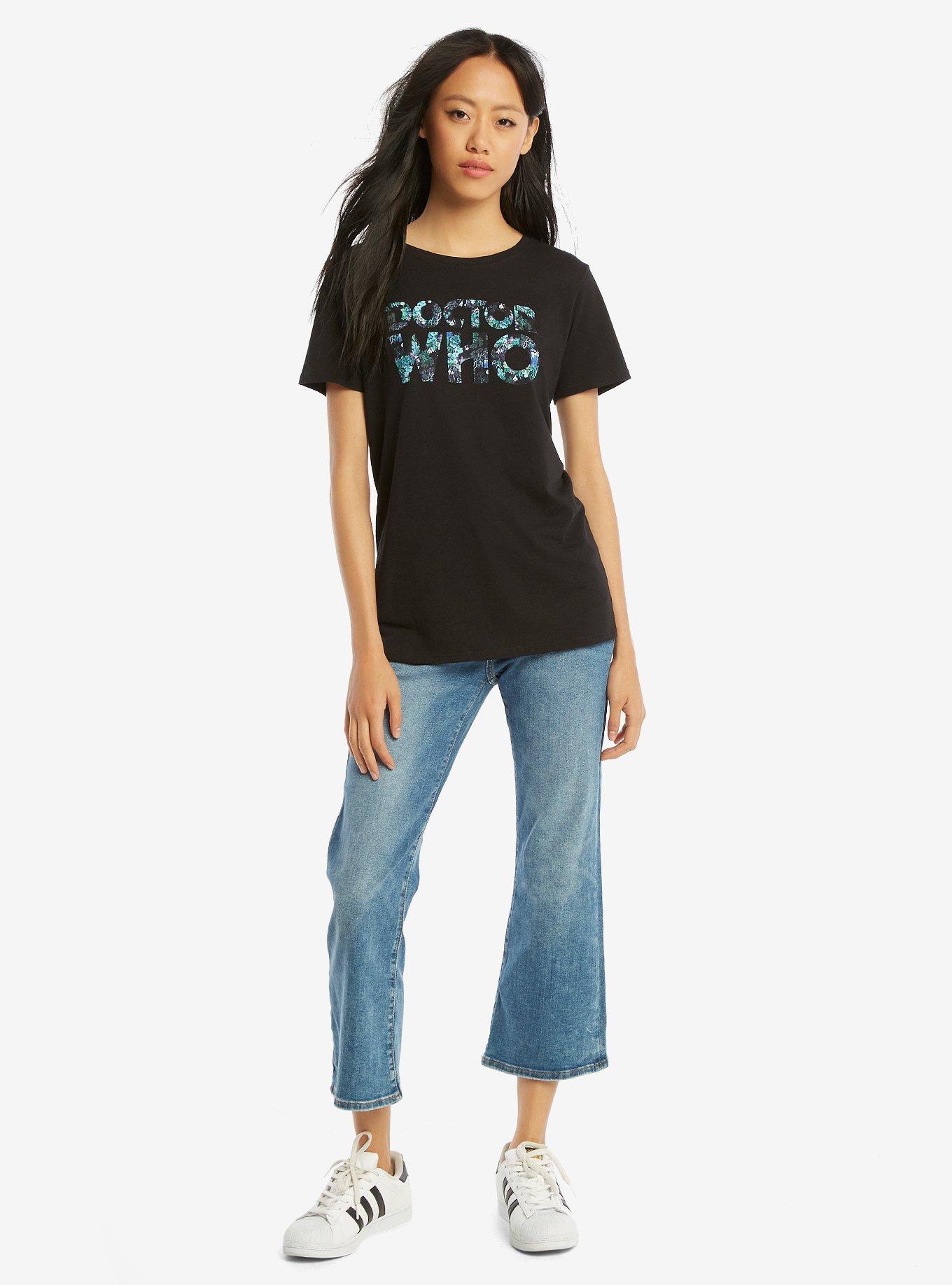 Doctor Who Floral Logo T-Shirt, , alternate