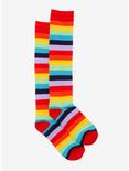Blackheart Rainbow Striped Knee-High Socks, , alternate