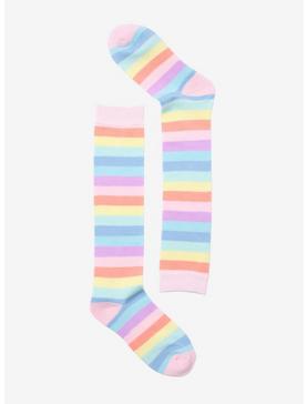Pastel Rainbow Striped Knee-High Socks, , hi-res