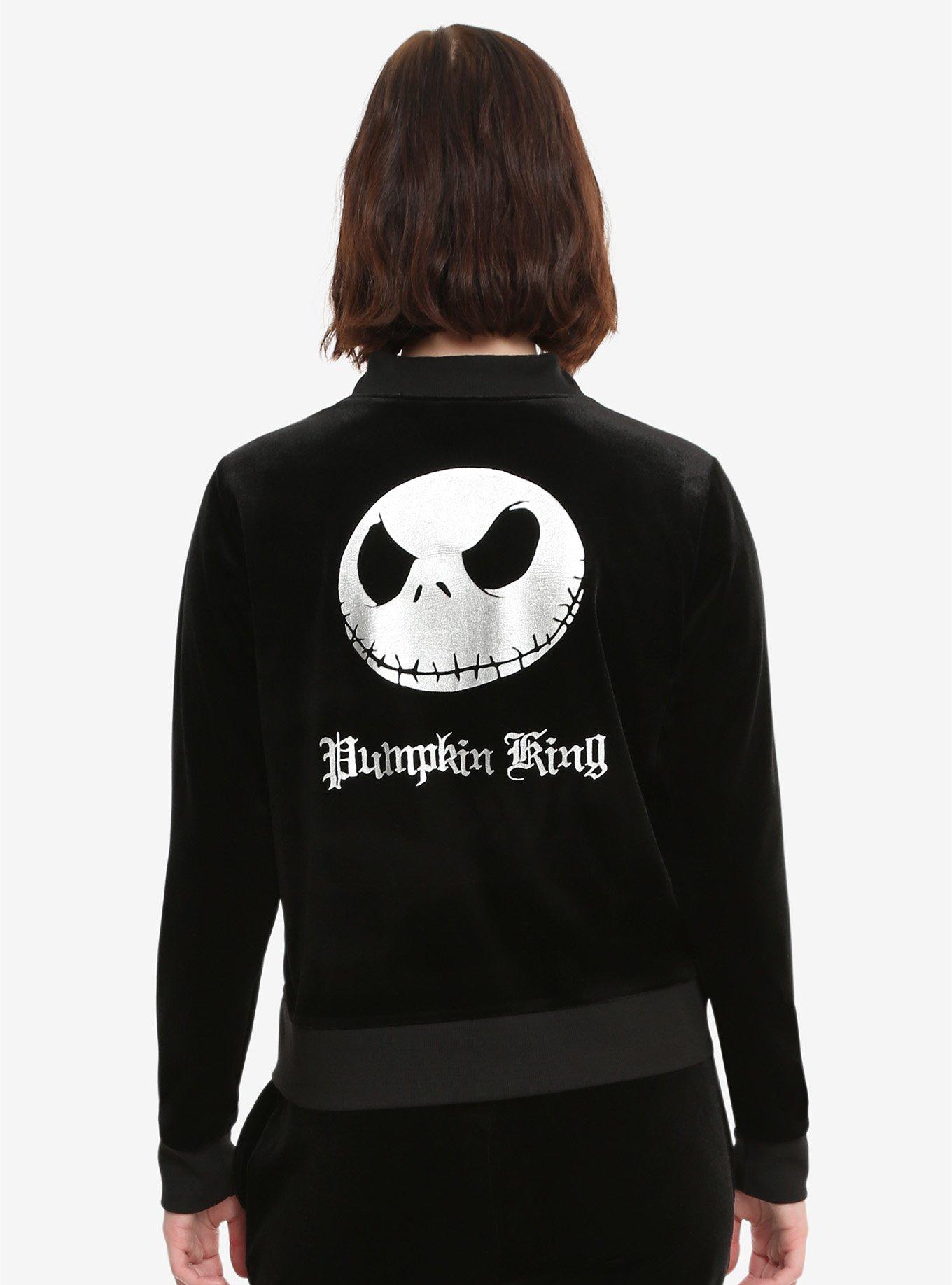 The Nightmare Before Christmas Pumpkin King Girls Velour Jacket, BLACK, alternate