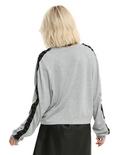 Grey Lace-Up Long-Sleeve Girls Top, , alternate