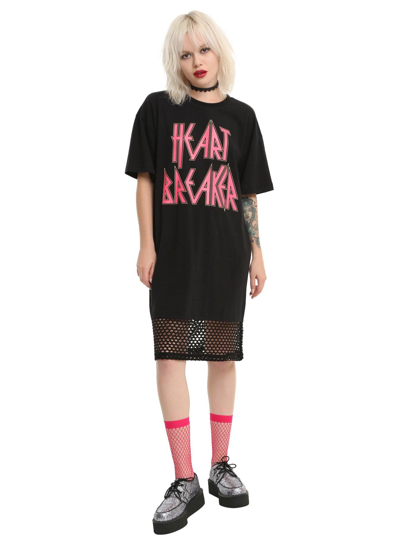 Heart Breaker Fishnet Girls Tunic T-Shirt, , alternate