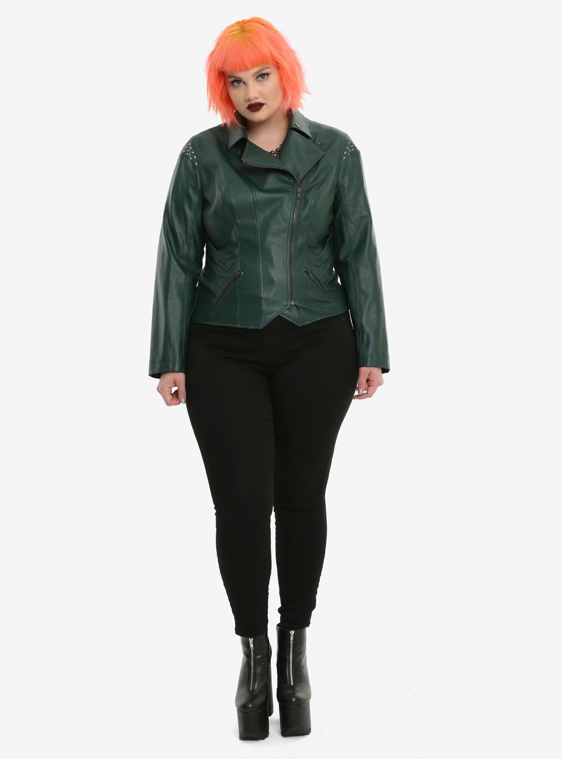 Her Universe Marvel Loki Green Faux Leather Jacket Plus Size, , alternate