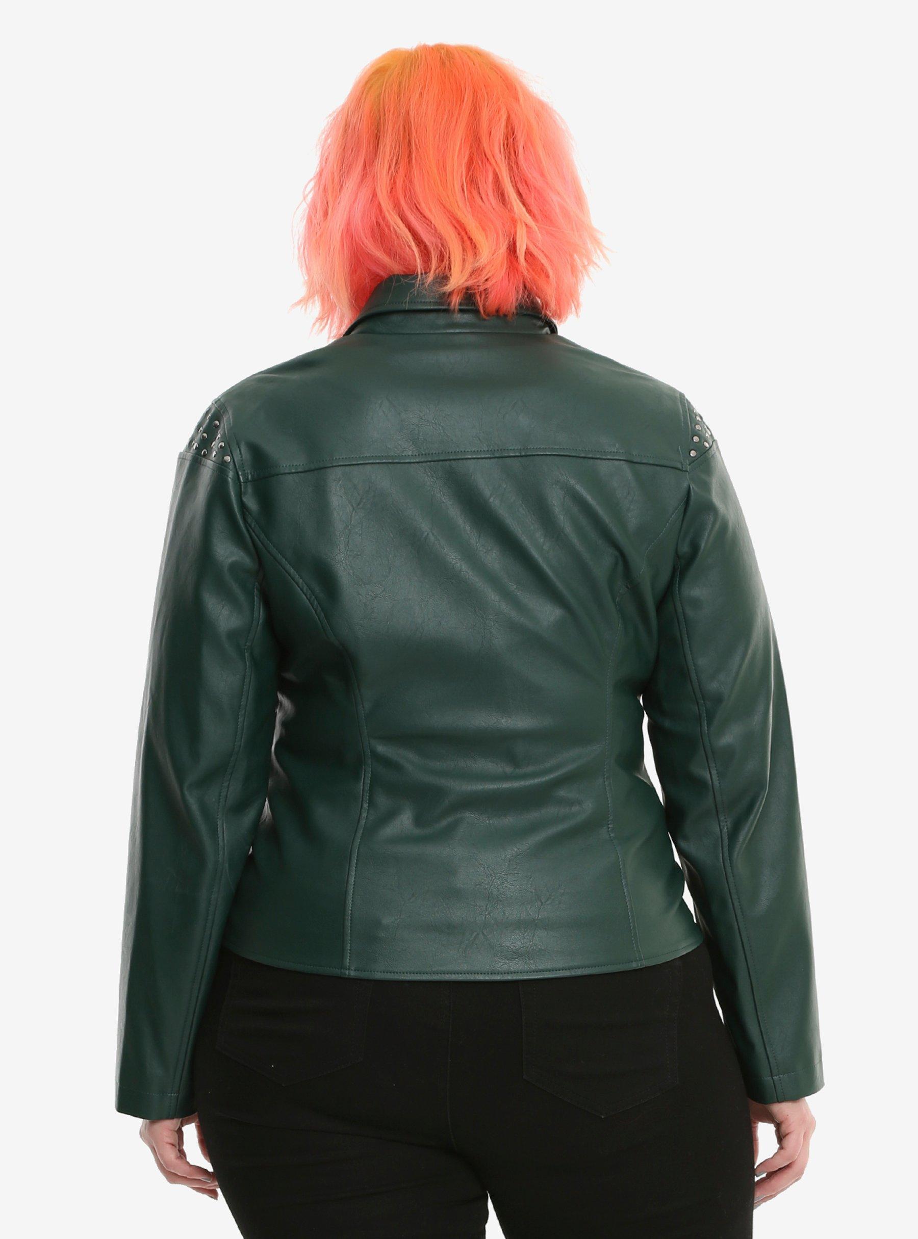 Her Universe Marvel Loki Green Faux Leather Jacket Plus Size, , alternate