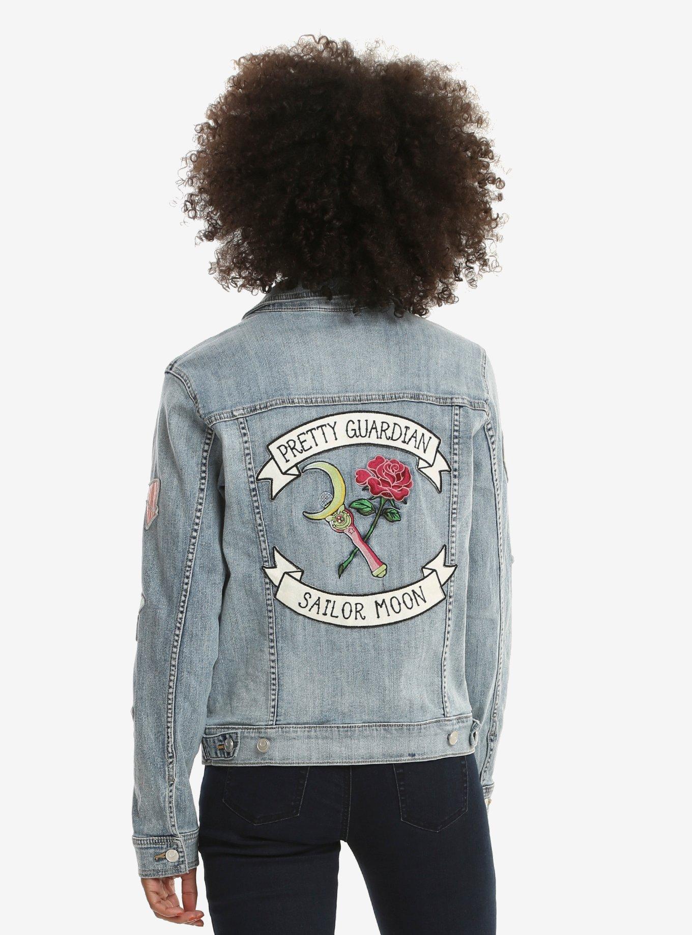 Sailor moon hand painted denim jacket, custom denim jacket, sailor moon  cosplay, sailor moon clothes, sailor moon patch, jean jacket