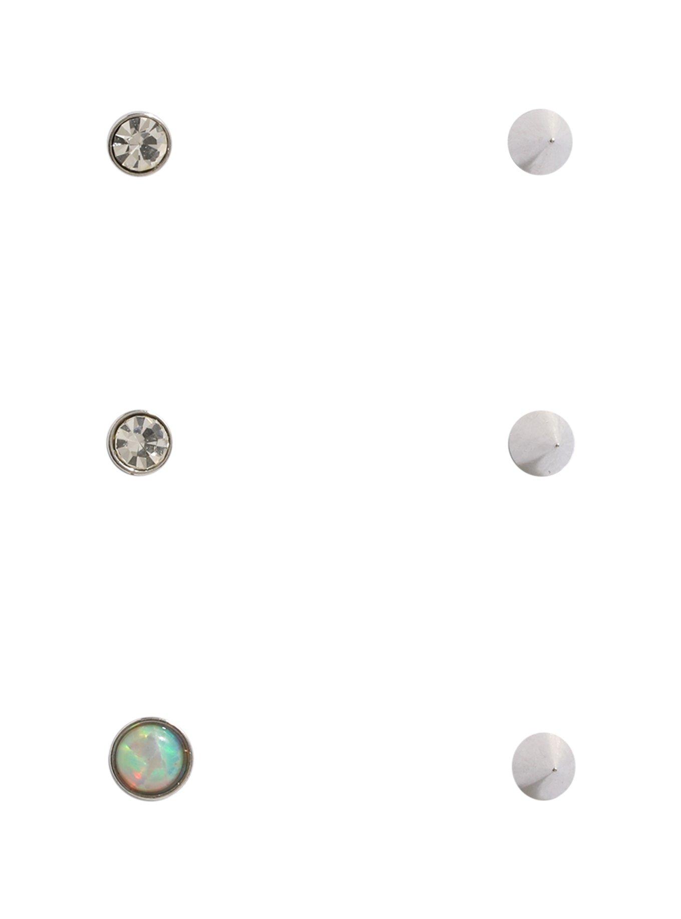 Steel Spike & Gem Nose Stud 6 Pack, , alternate