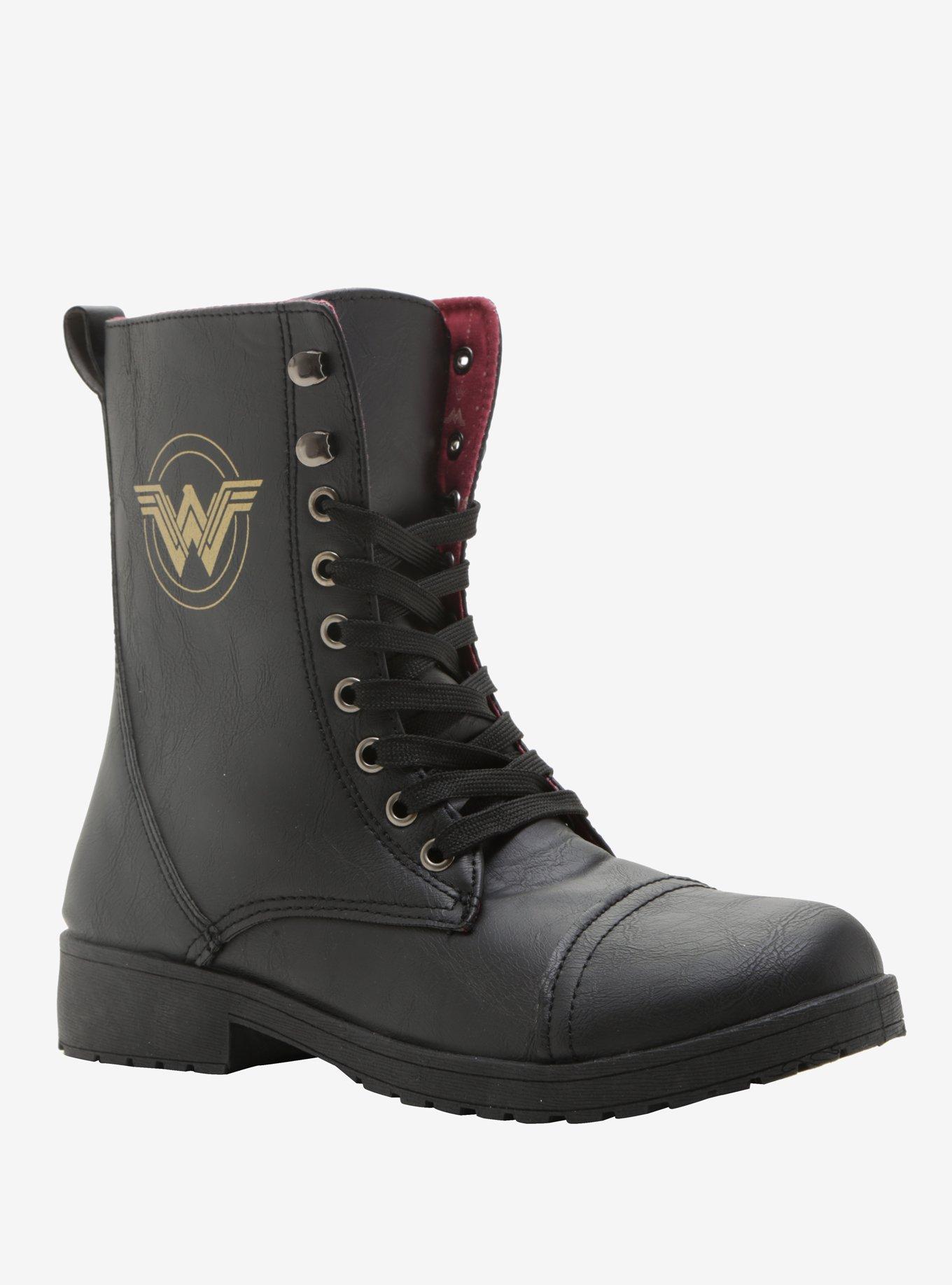 DC Comics Wonder Woman Logo Combat Boots, MULTI, alternate