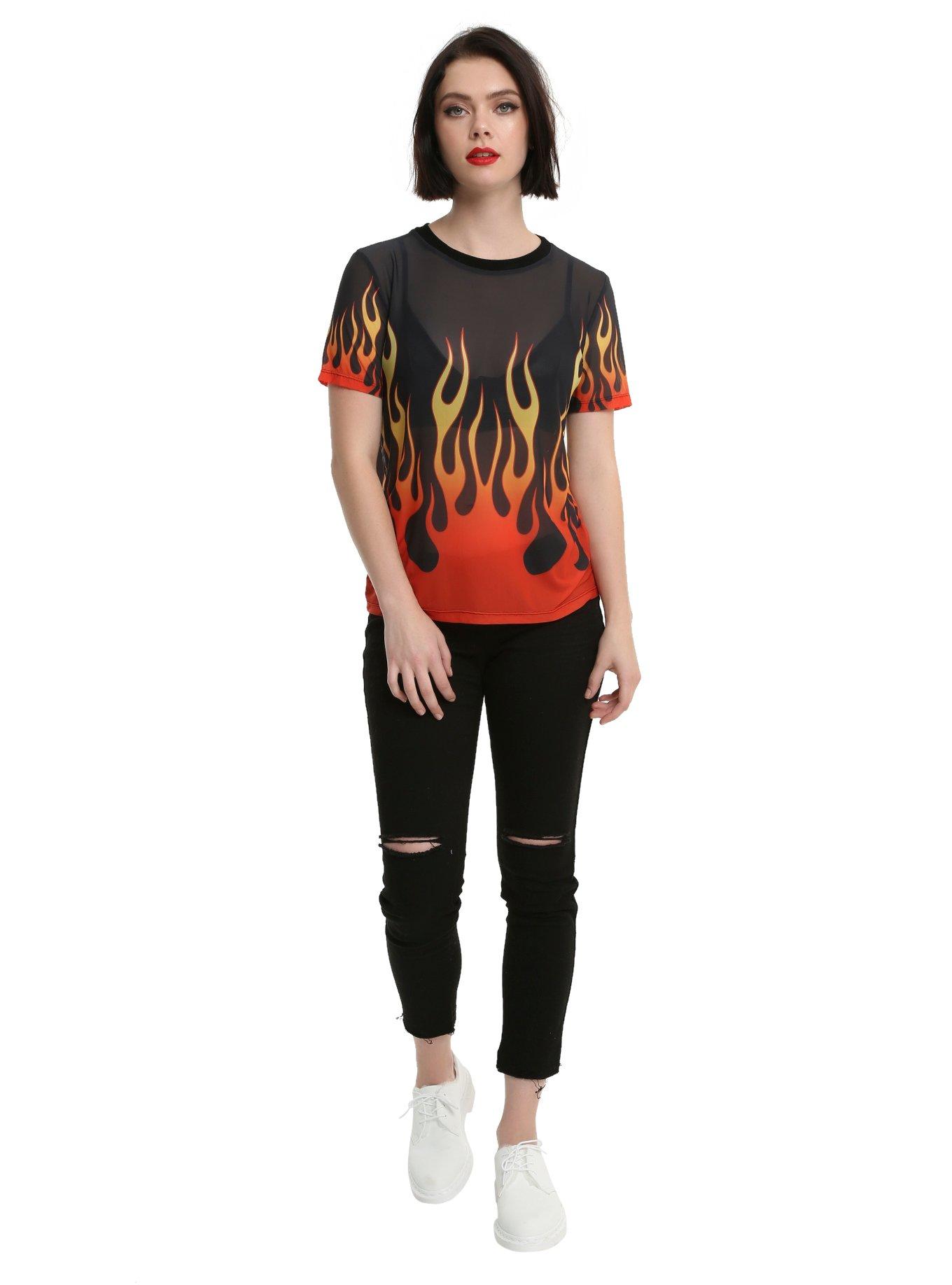 Flame Mesh Girls Top, , alternate