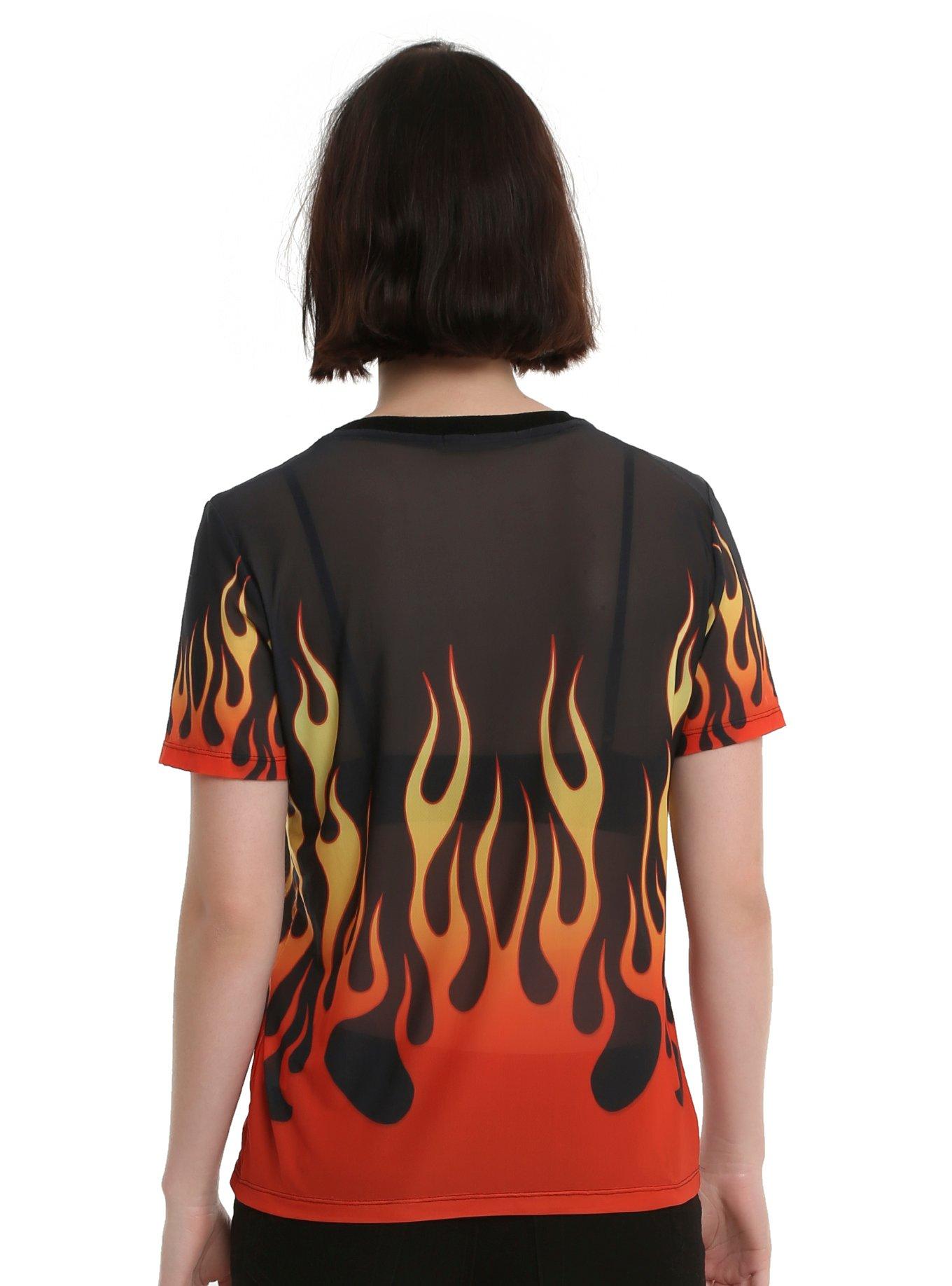 Flame Mesh Girls Top, , alternate