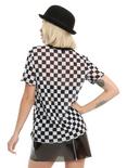 Black & White Checkered Girls Mesh Top, , alternate