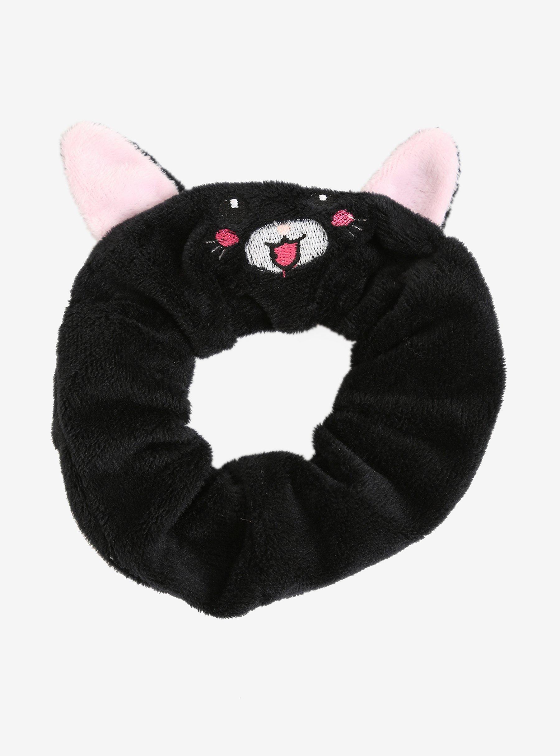 Fuzzy Black Cat Scrunchie, , alternate