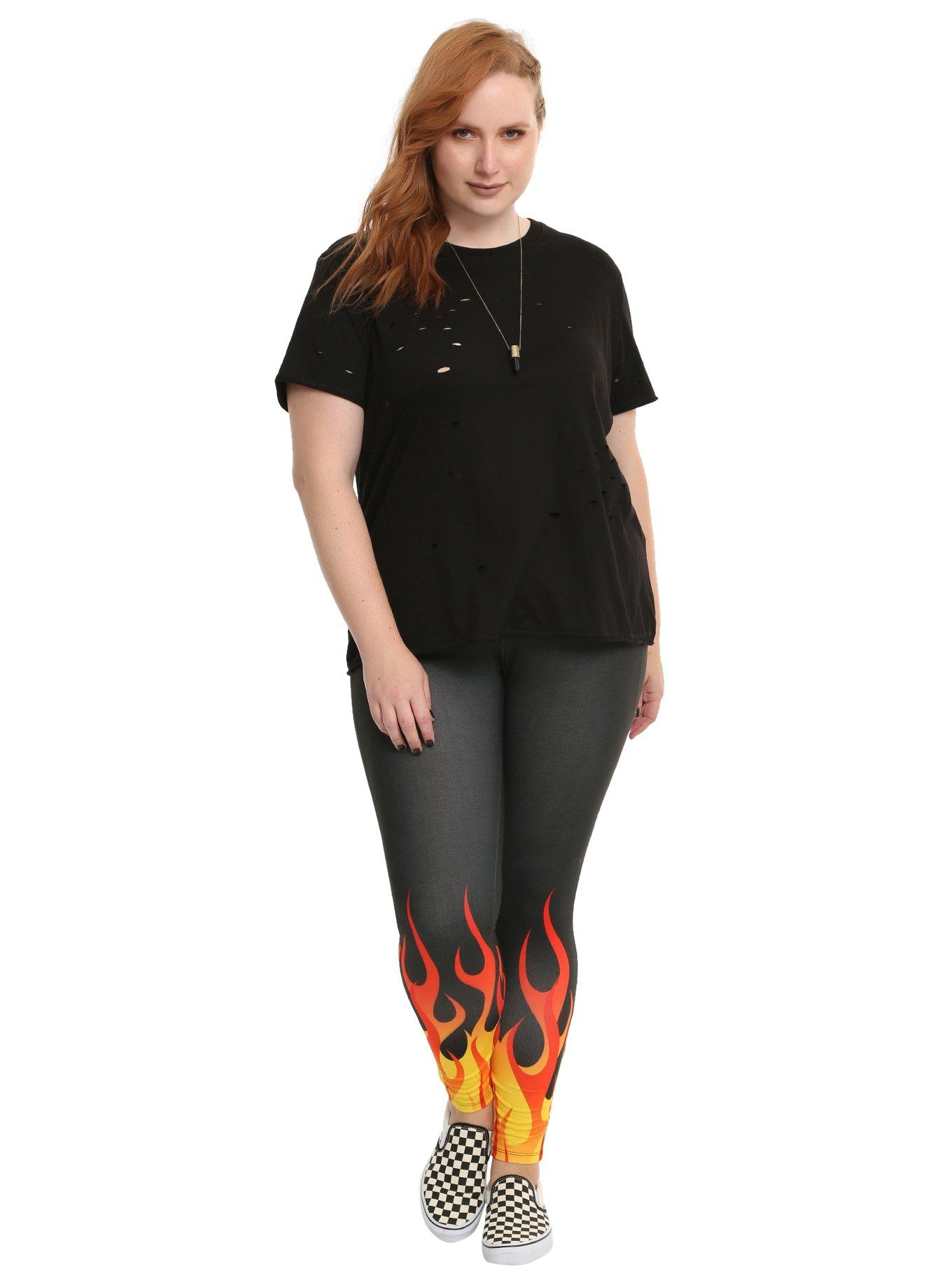 Blackheart Flame Leggings Plus Size, , alternate