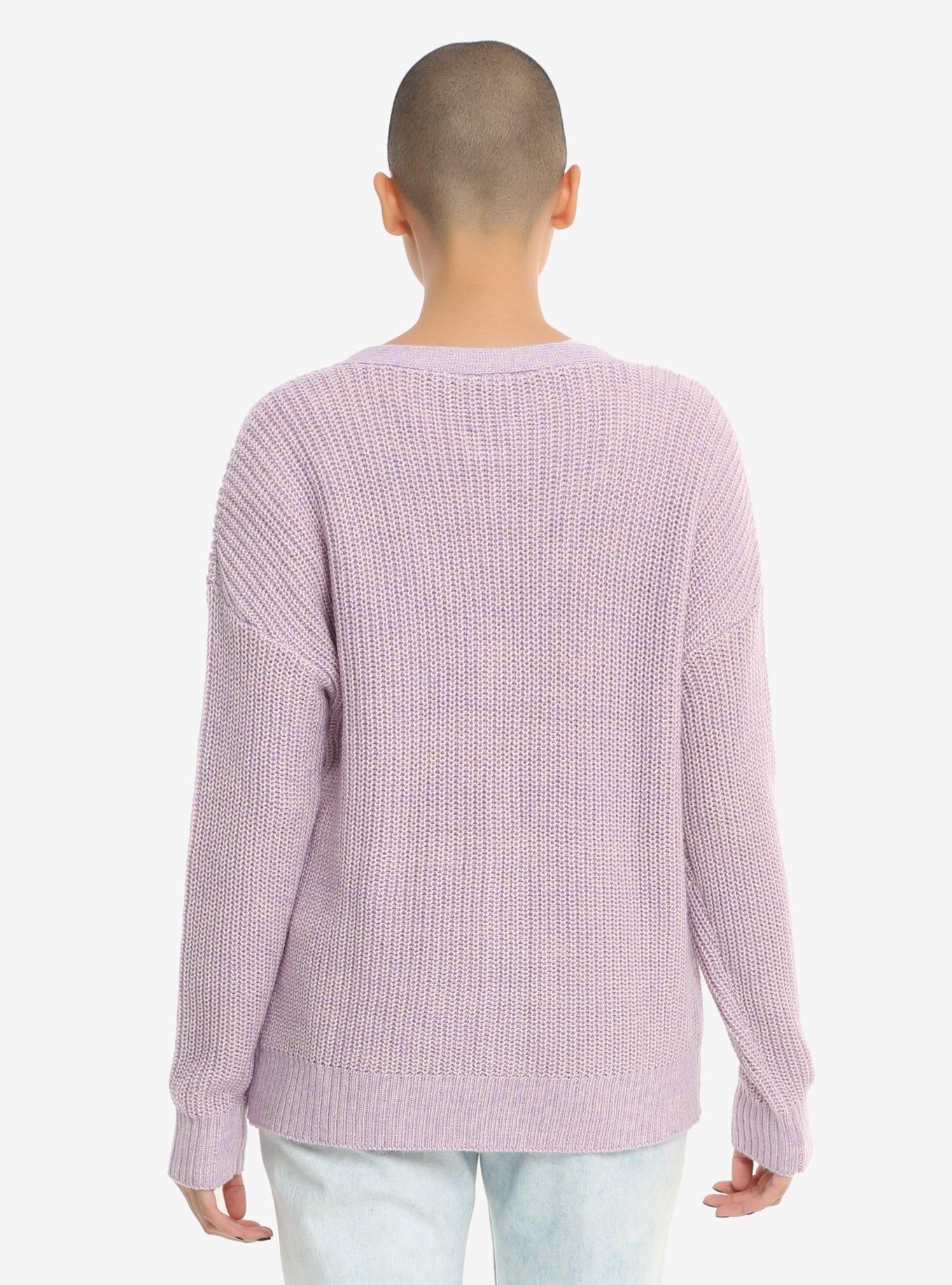 Lavender No Thanks Girls Cardigan, , alternate