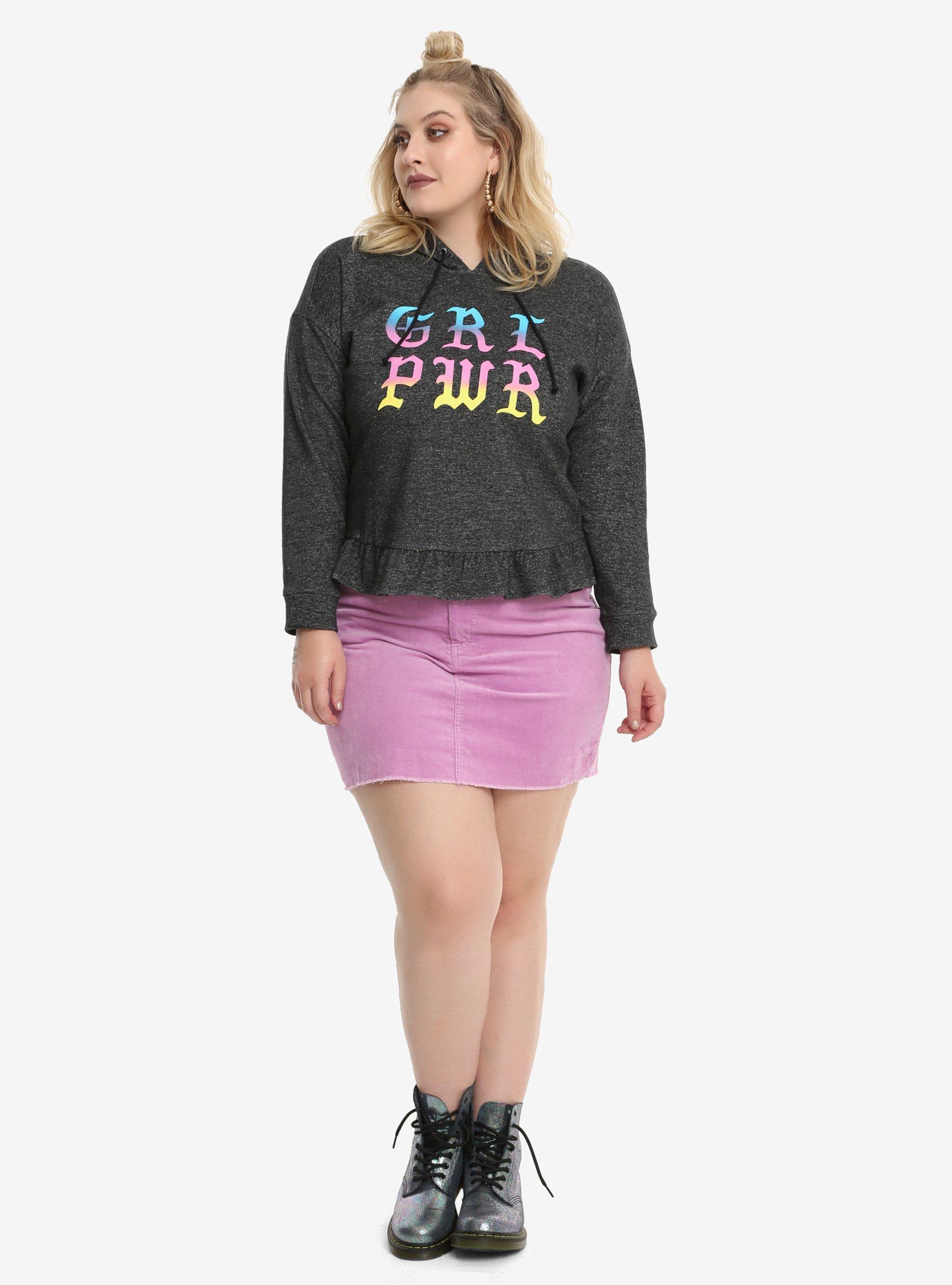 Grl Pwr Girls Crop Hoodie Plus Size, , alternate