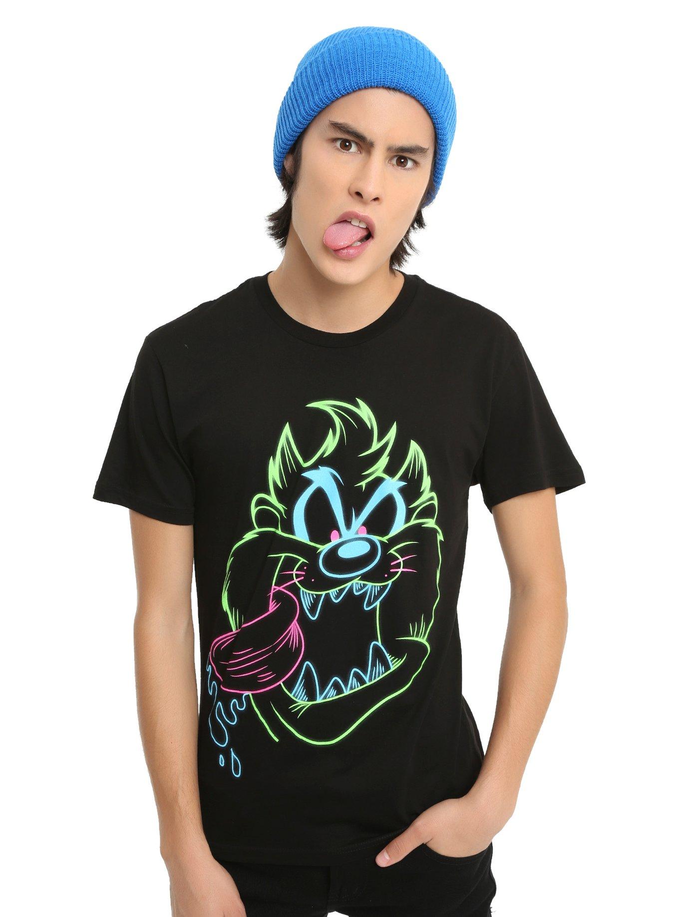 Looney Tunes Taz Neon Line Art T-Shirt, , alternate