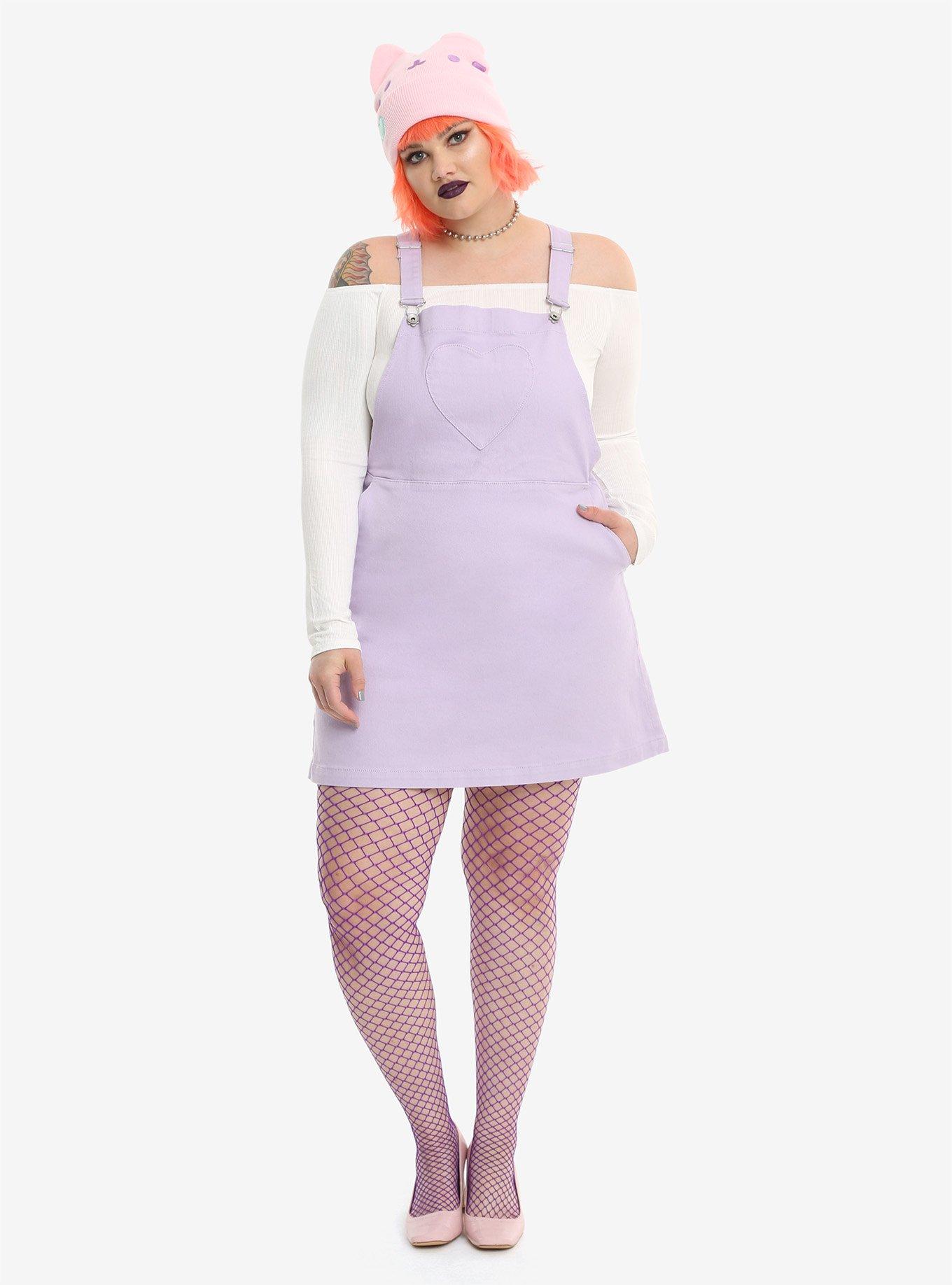 Blackheart Lavender Heart Pocket Jumper Overalls Plus Size, , alternate