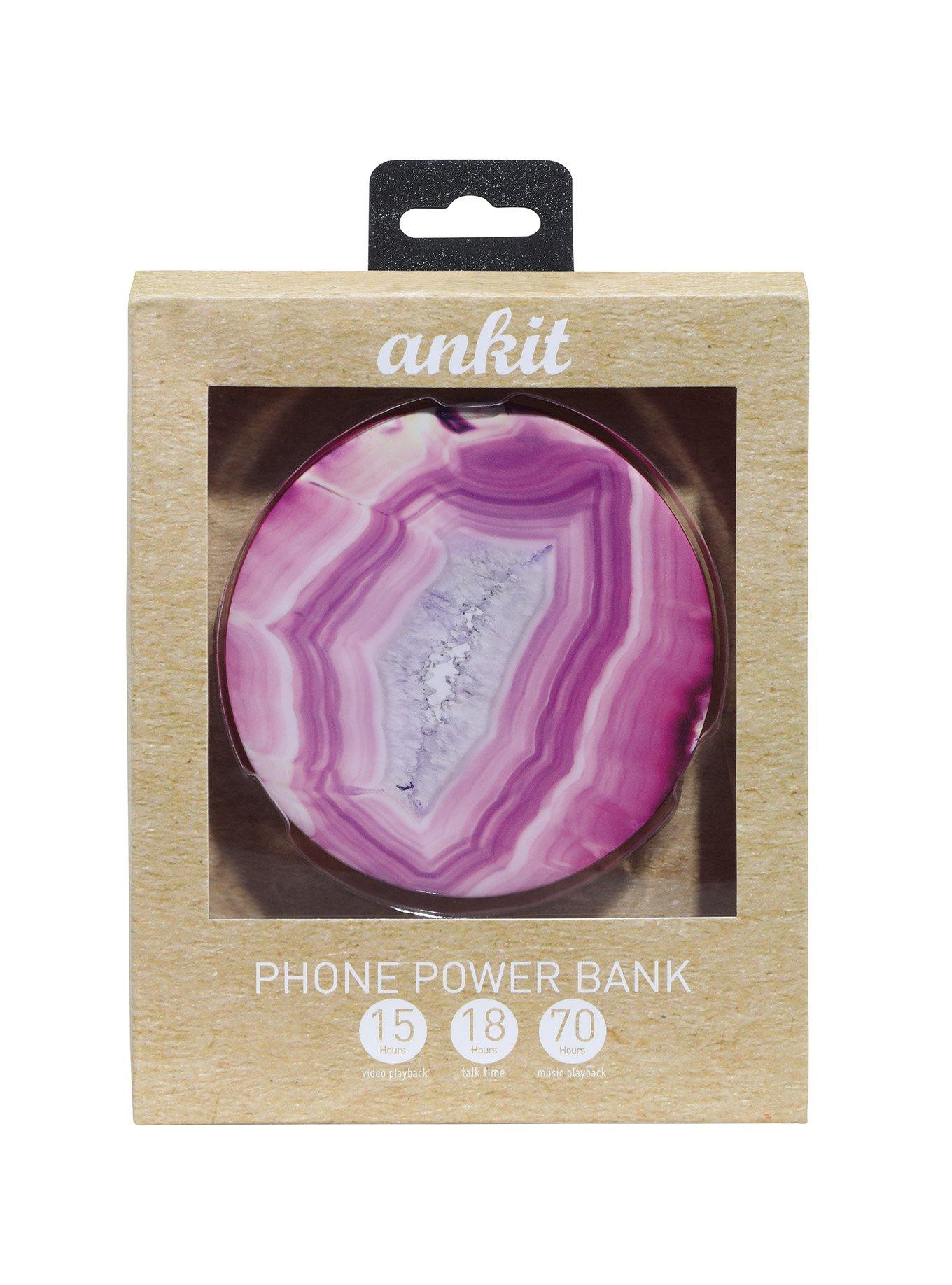Pink Marble Phone Power Bank, , alternate